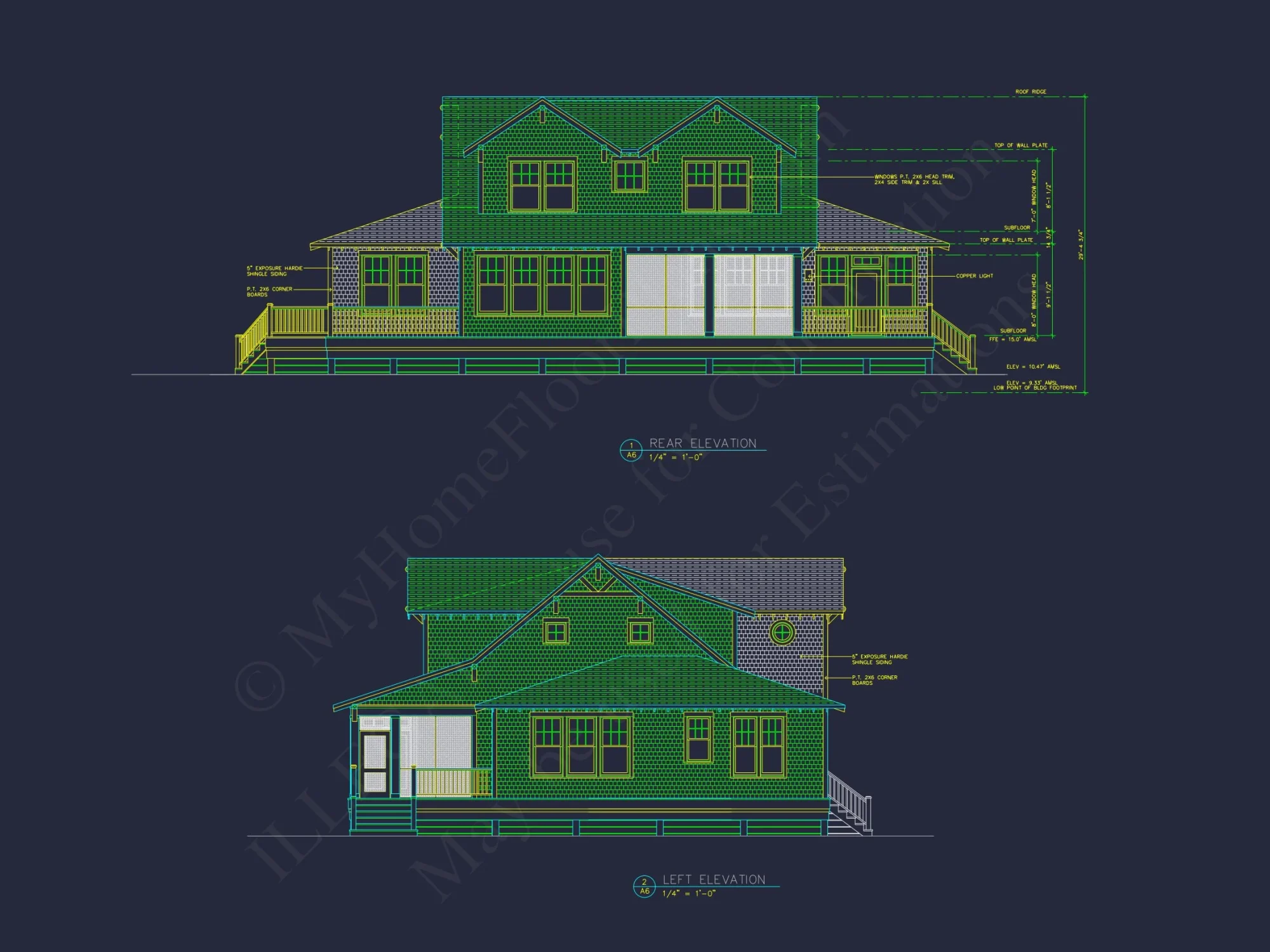 Charming Coastal house Plan with 2 Floors and CAD Designs