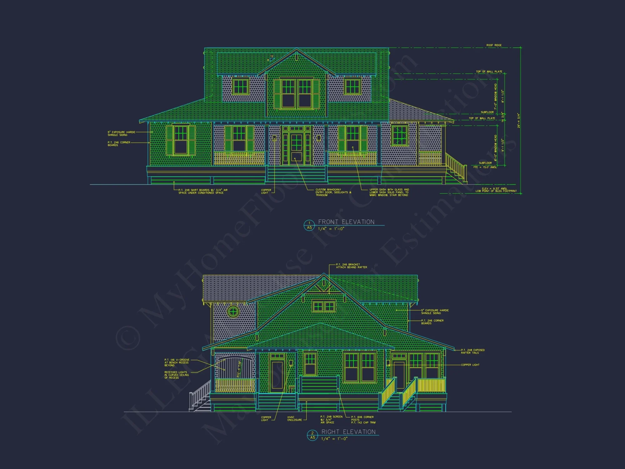 Charming Coastal house Plan with 2 Floors and CAD Designs