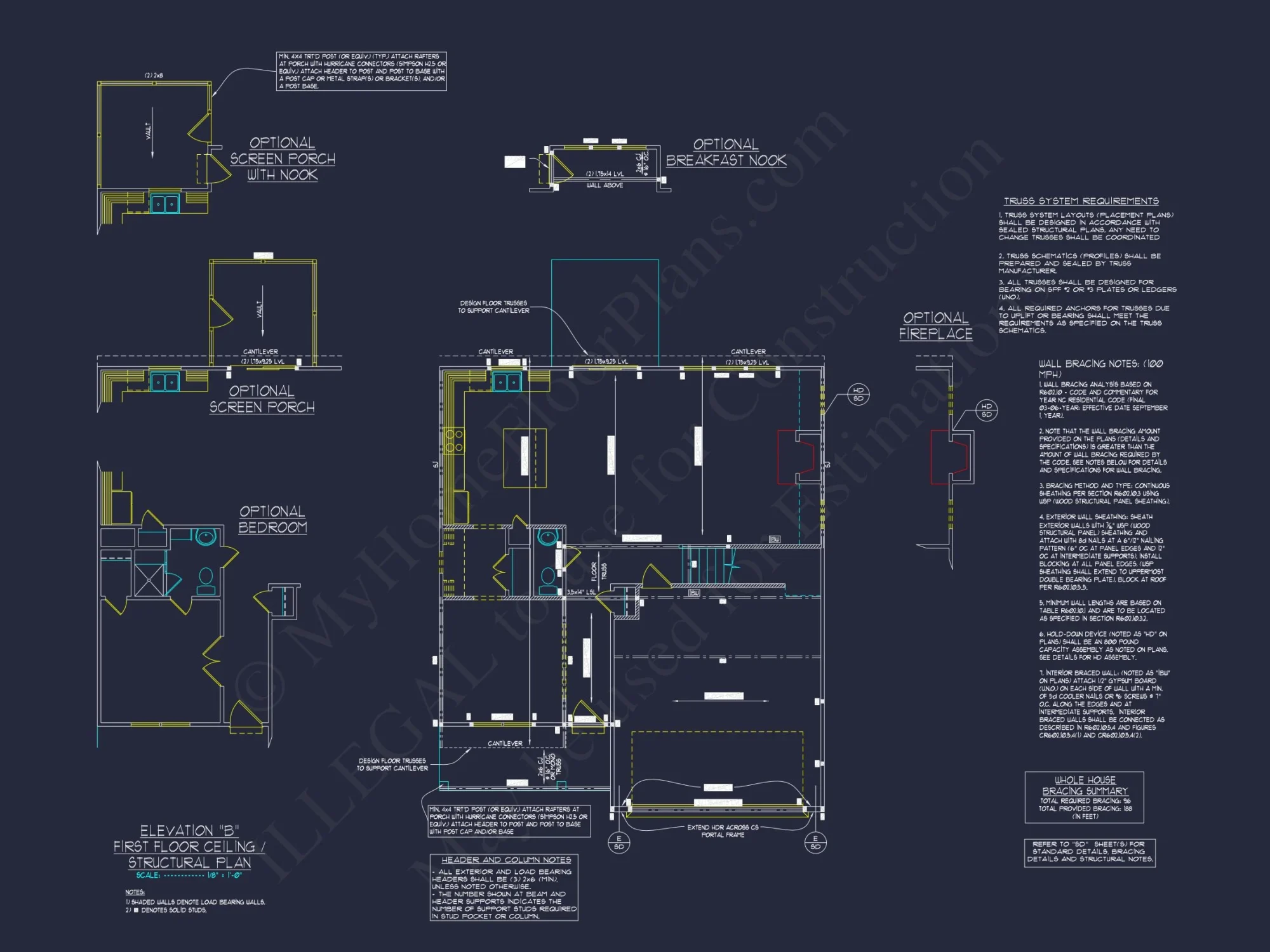 Craftsman house Plan with Detailed CAD Designs & Floor Plans