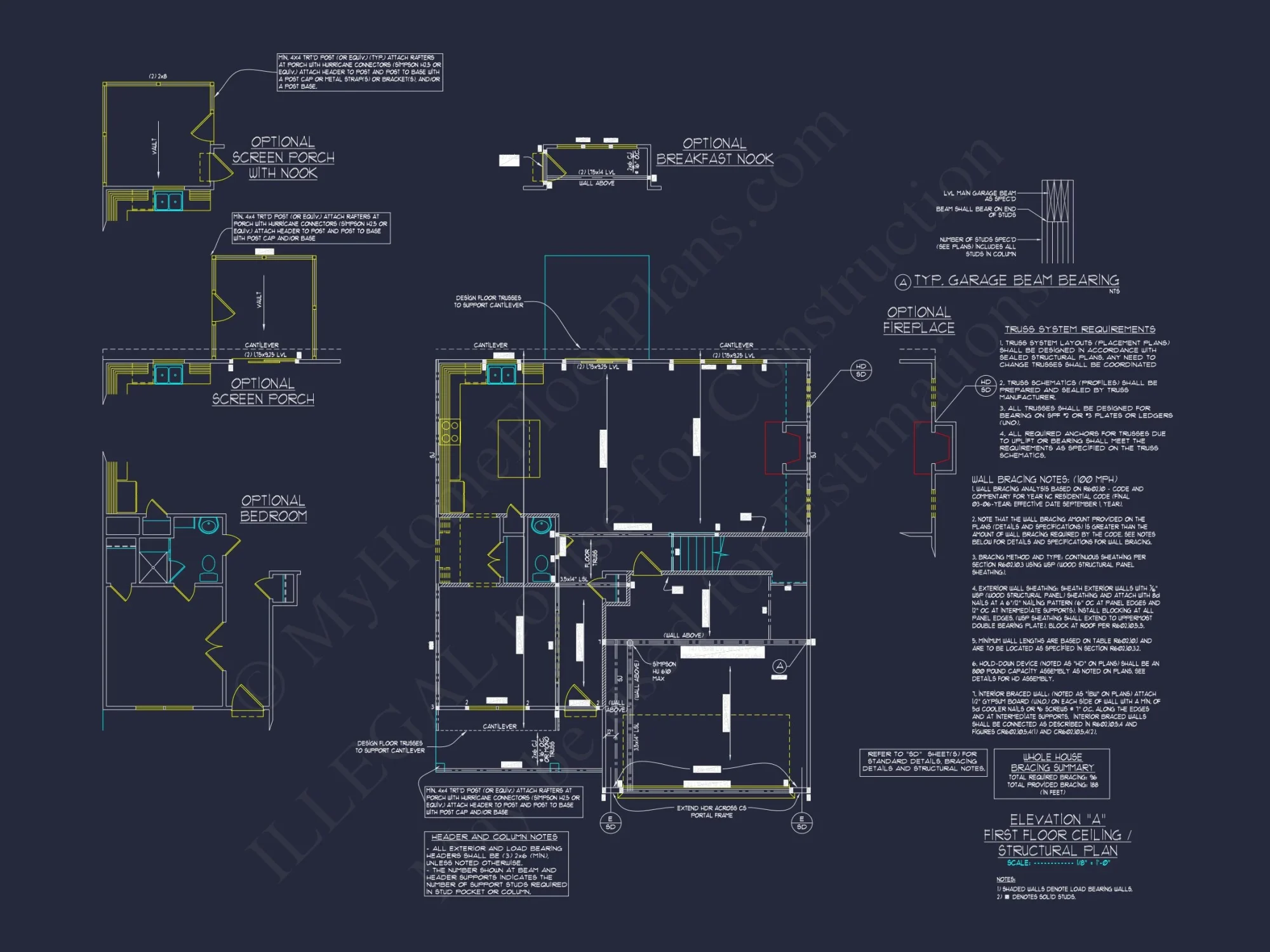 Craftsman house Plan with Detailed CAD Designs & Floor Plans