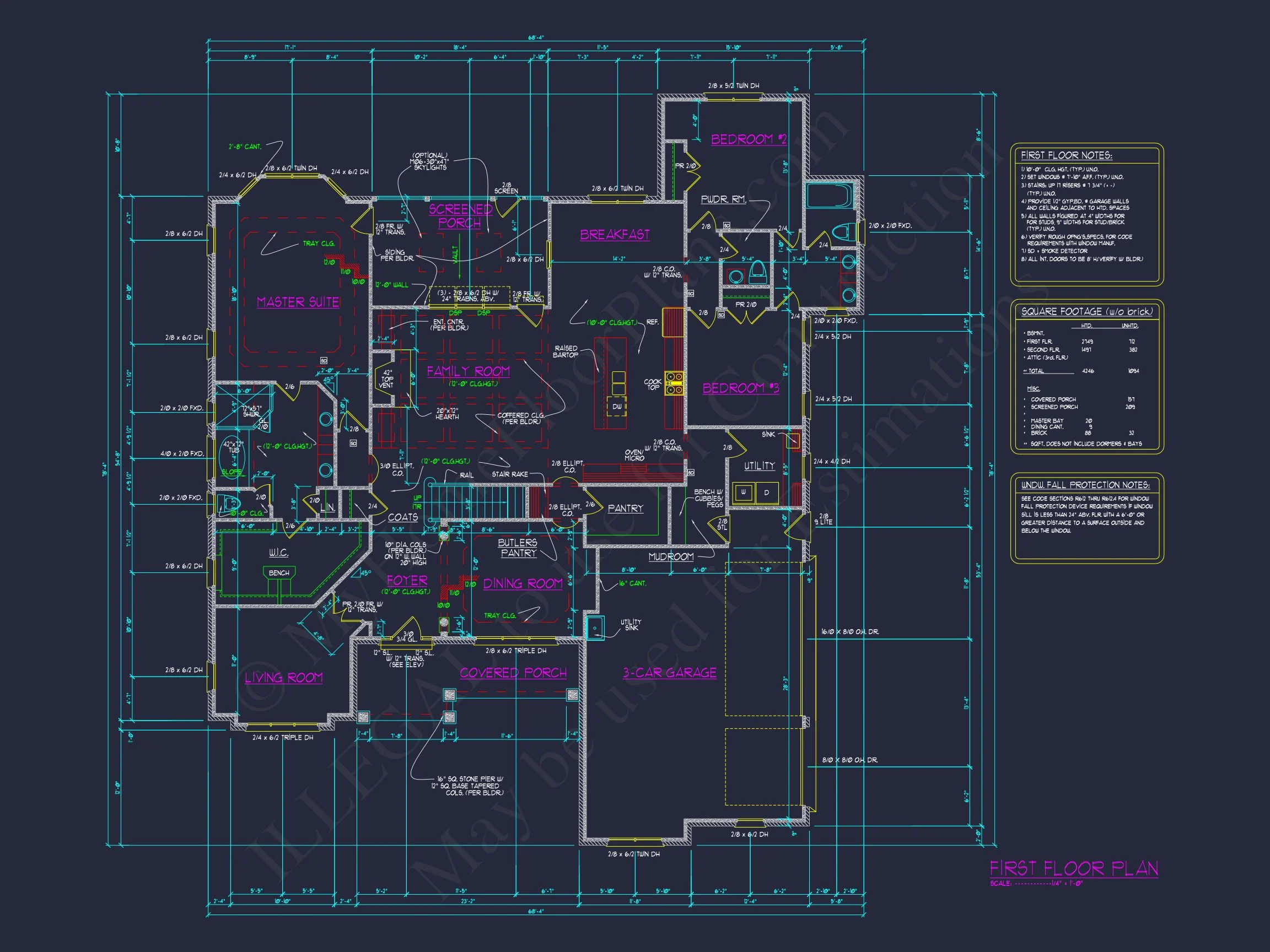 Custom house Floor Plan: 2-Story, 4 Bedroom, CAD Designs