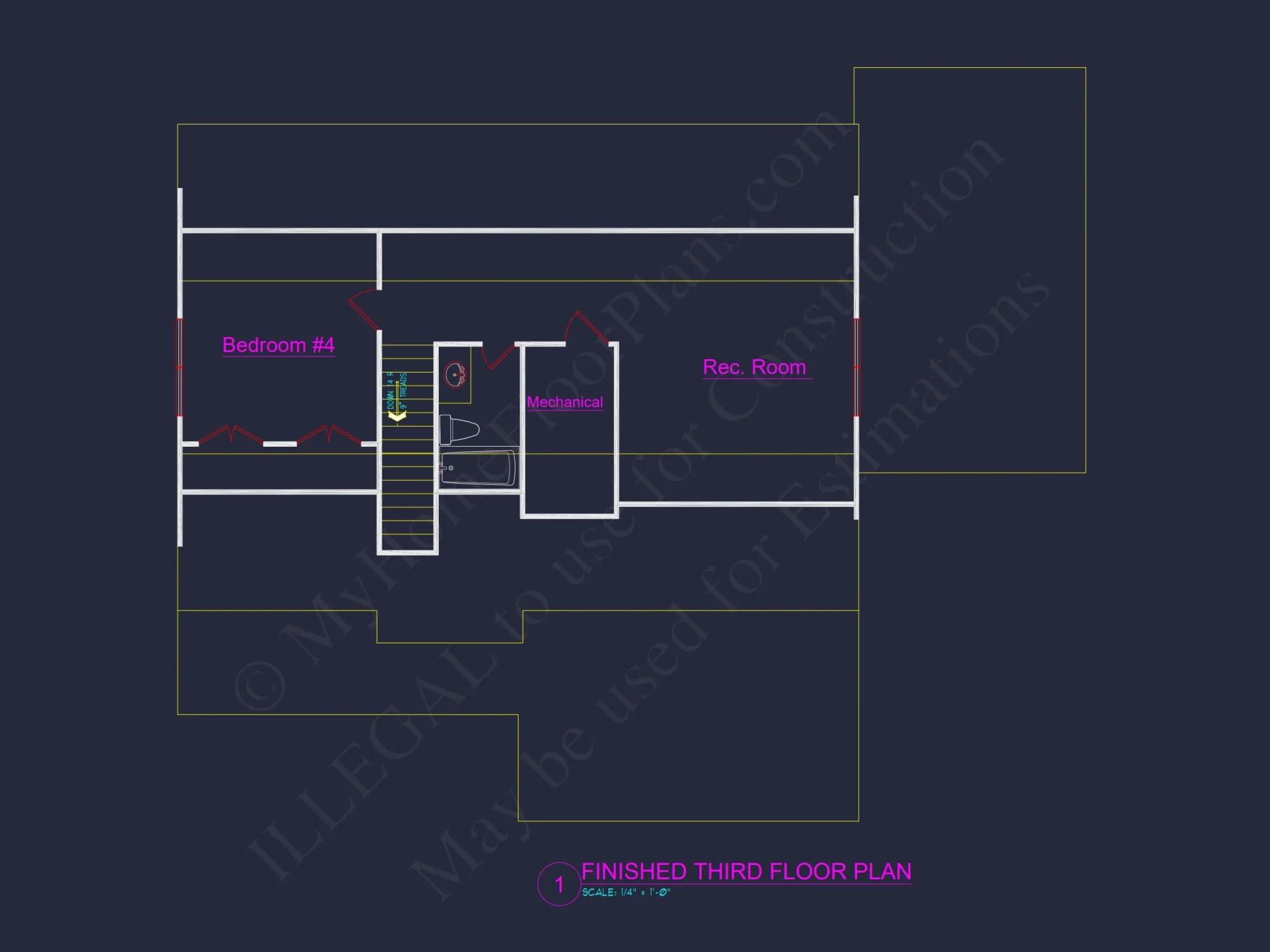 house Floor Plan: 3-Story Blueprint with Modern CAD Designs