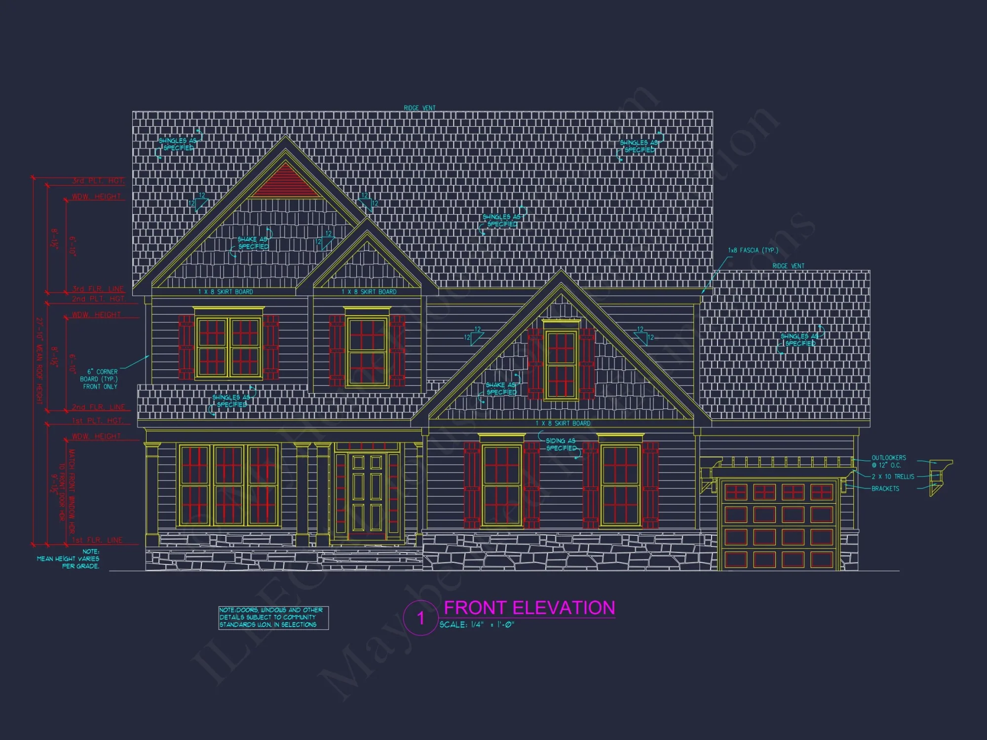house Floor Plan: 3-Story Blueprint with Modern CAD Designs