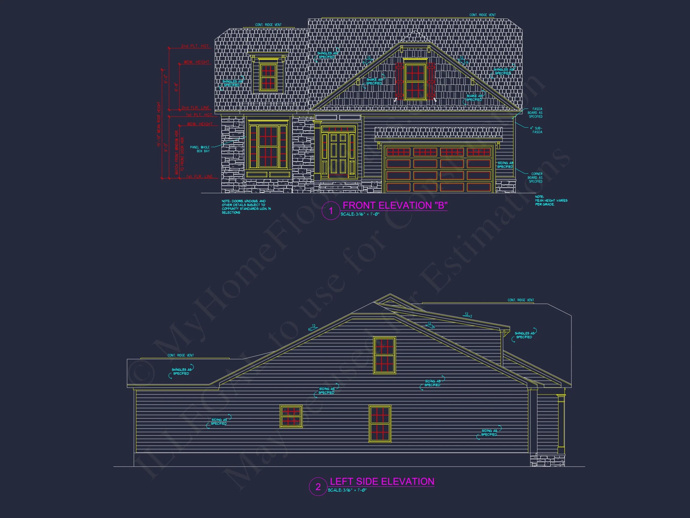 15-1773 HOUSE PLAN - House Floor Plan Blueprint: 4-Bed, 2-Story Traditional Design 2 house Floor Plan Blueprint: 4-Bed, 2-Story Traditional Design