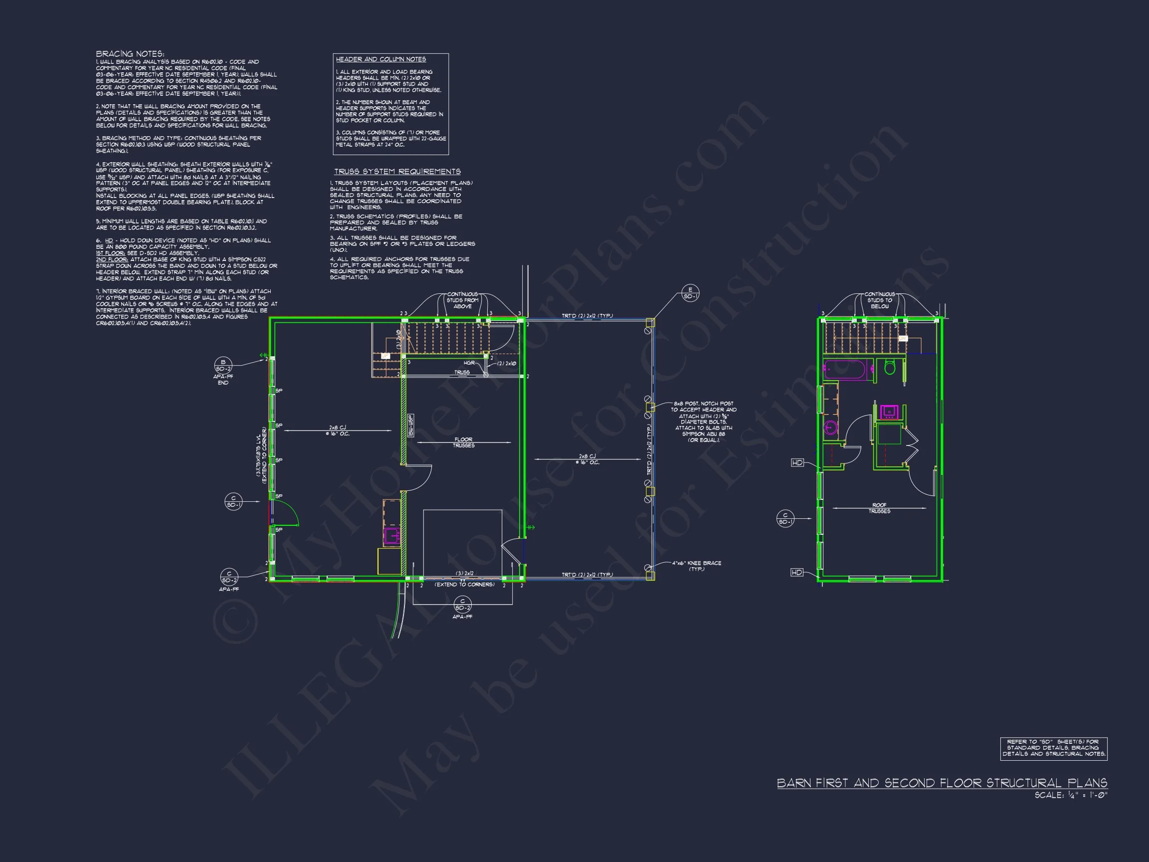 15-1761 HOUSE PLAN - Craftsman Home Plan - 4-Bed, 3.5-Bath, 2985 SF 24 Modern Coastal house Floor Plan with 3 Stories and CAD Designs