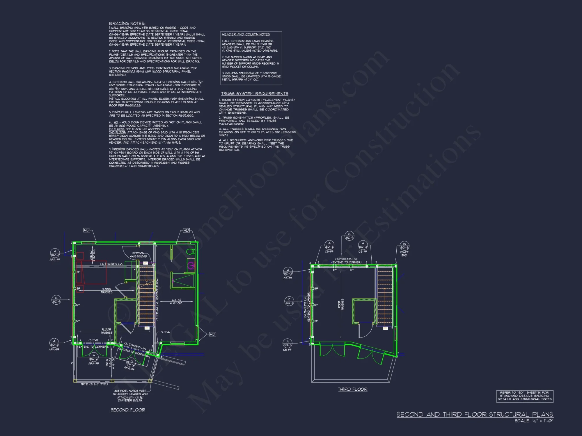 Modern Coastal house Floor Plan with 3 Stories and CAD Designs