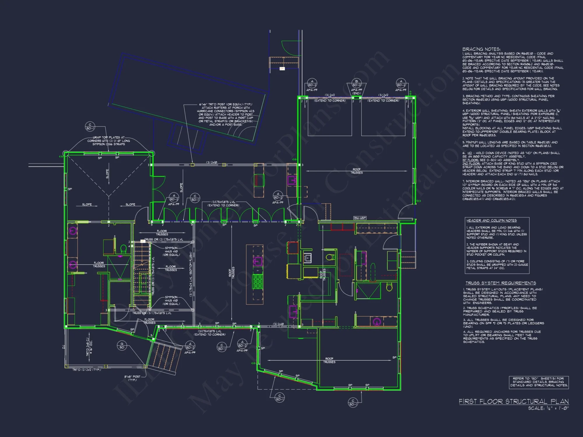 Modern Coastal house Floor Plan with 3 Stories and CAD Designs