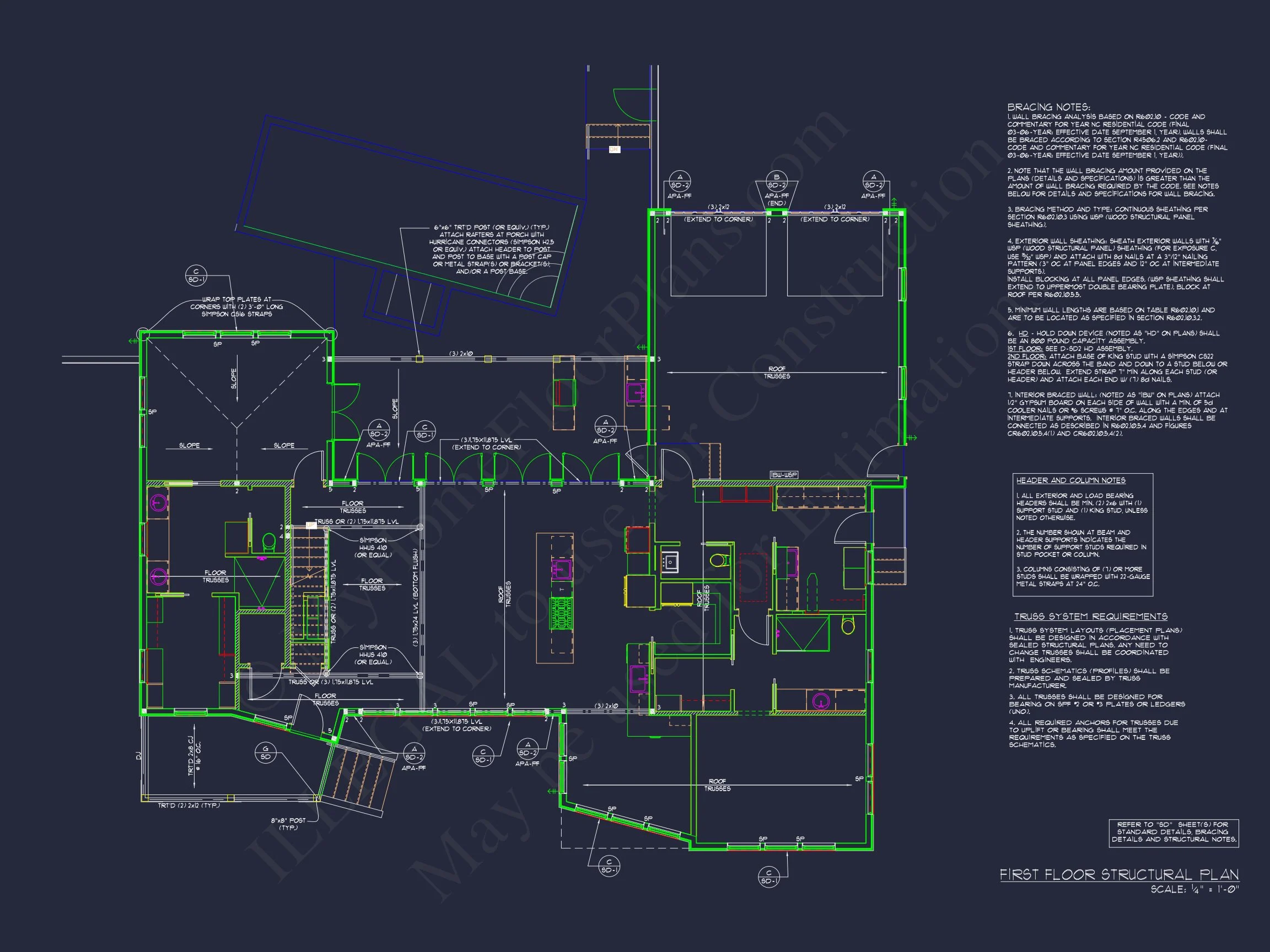 15-1761 HOUSE PLAN - Craftsman Home Plan - 4-Bed, 3.5-Bath, 2985 SF 20 Modern Coastal house Floor Plan with 3 Stories and CAD Designs