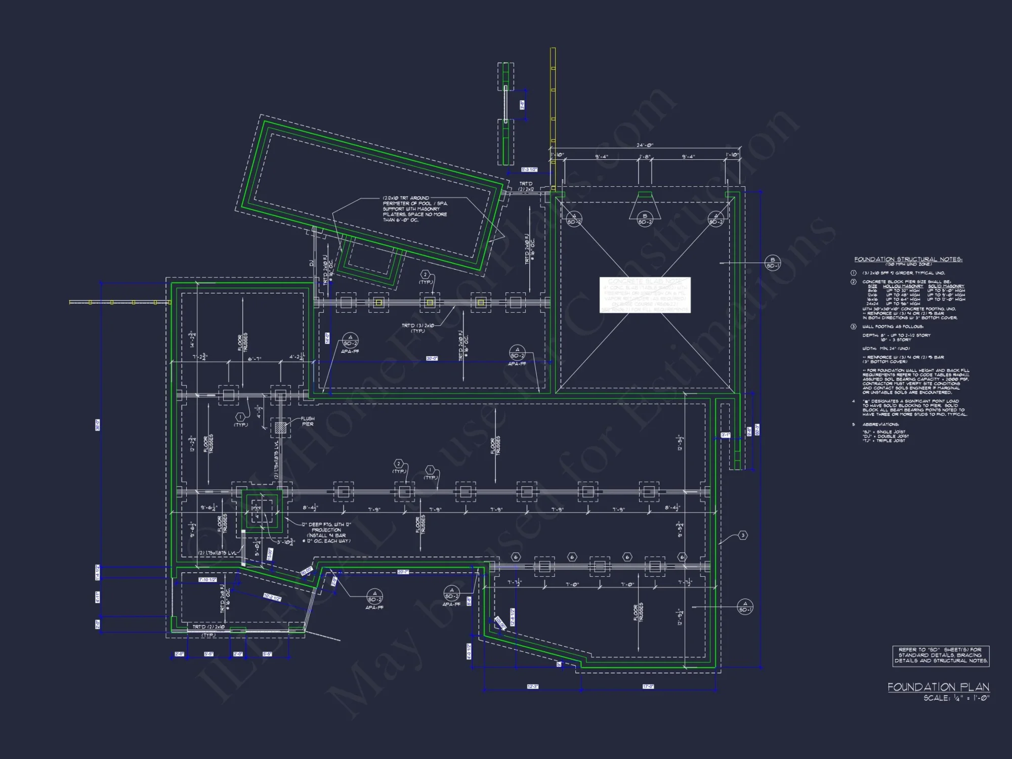 Modern Coastal house Floor Plan with 3 Stories and CAD Designs
