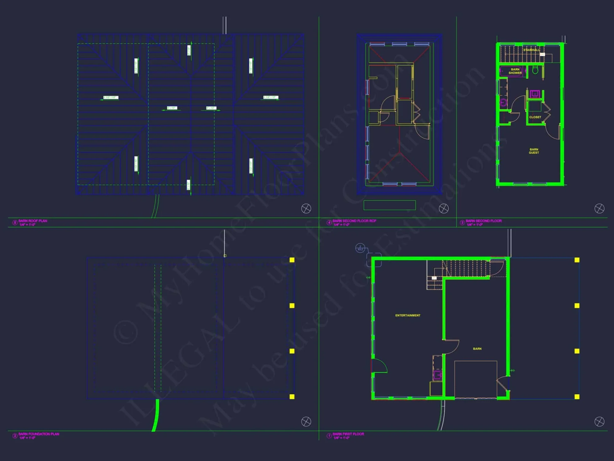 Modern Coastal house Floor Plan with 3 Stories and CAD Designs