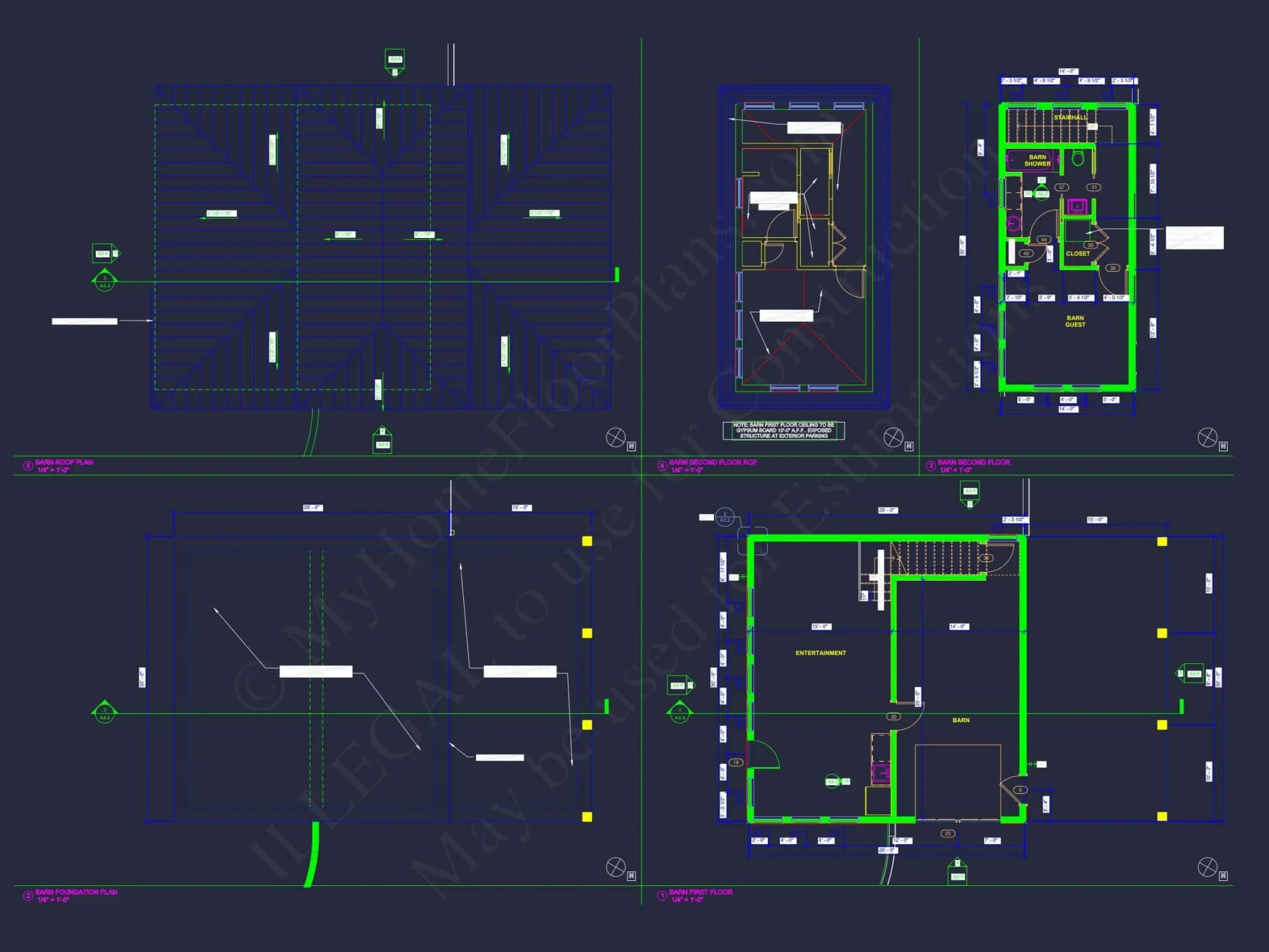 Modern Coastal house Floor Plan with 3 Stories and CAD Designs