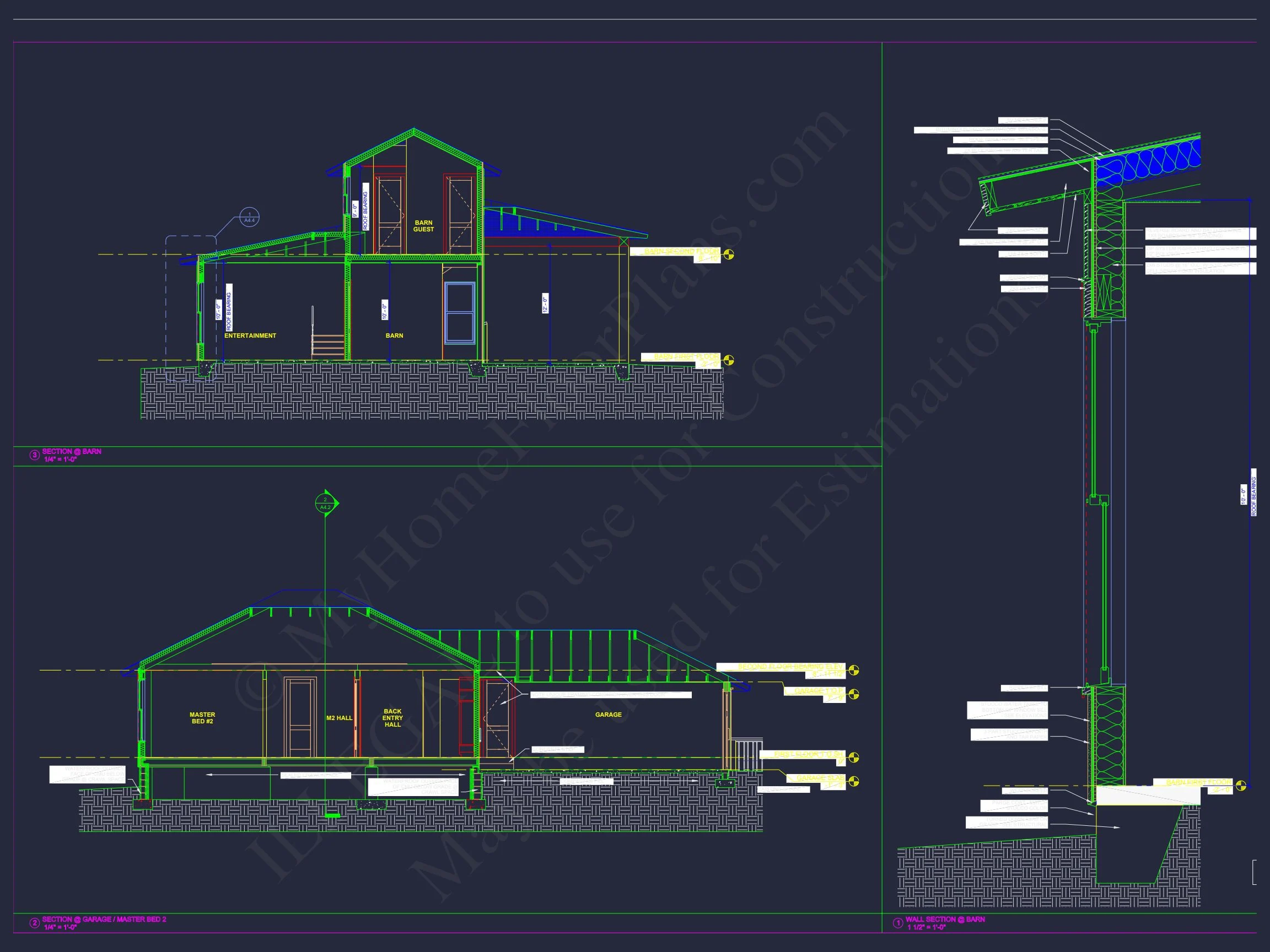15-1761 HOUSE PLAN - Craftsman Home Plan - 4-Bed, 3.5-Bath, 2985 SF 11 Modern Coastal house Floor Plan with 3 Stories and CAD Designs