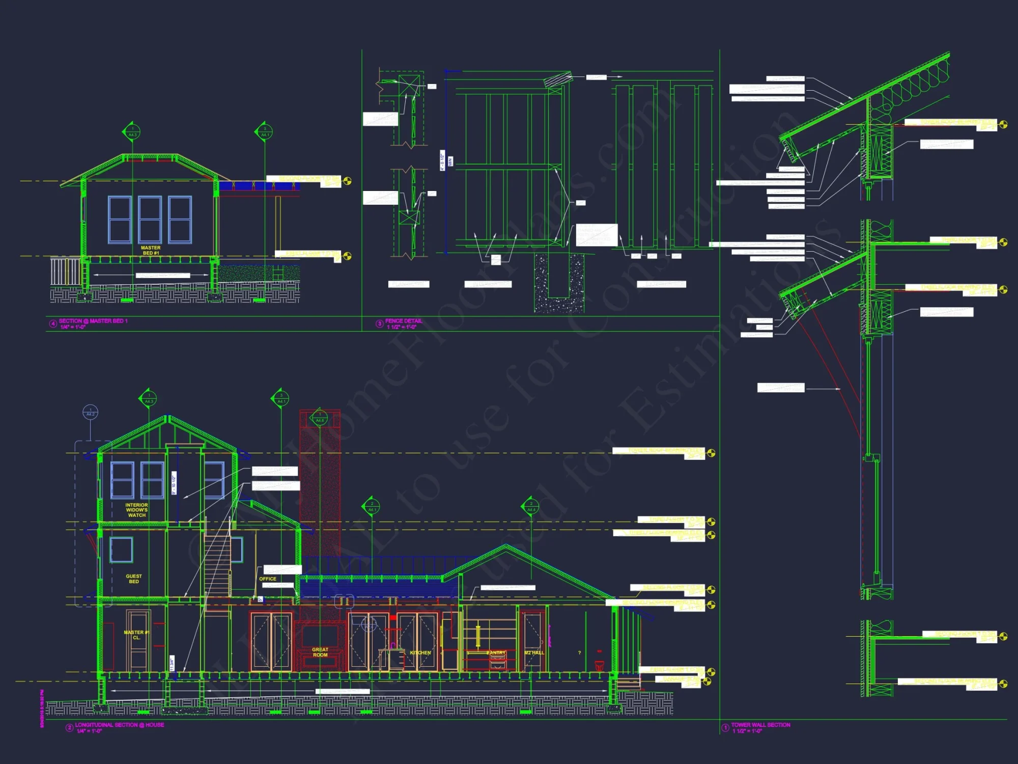 Modern Coastal house Floor Plan with 3 Stories and CAD Designs