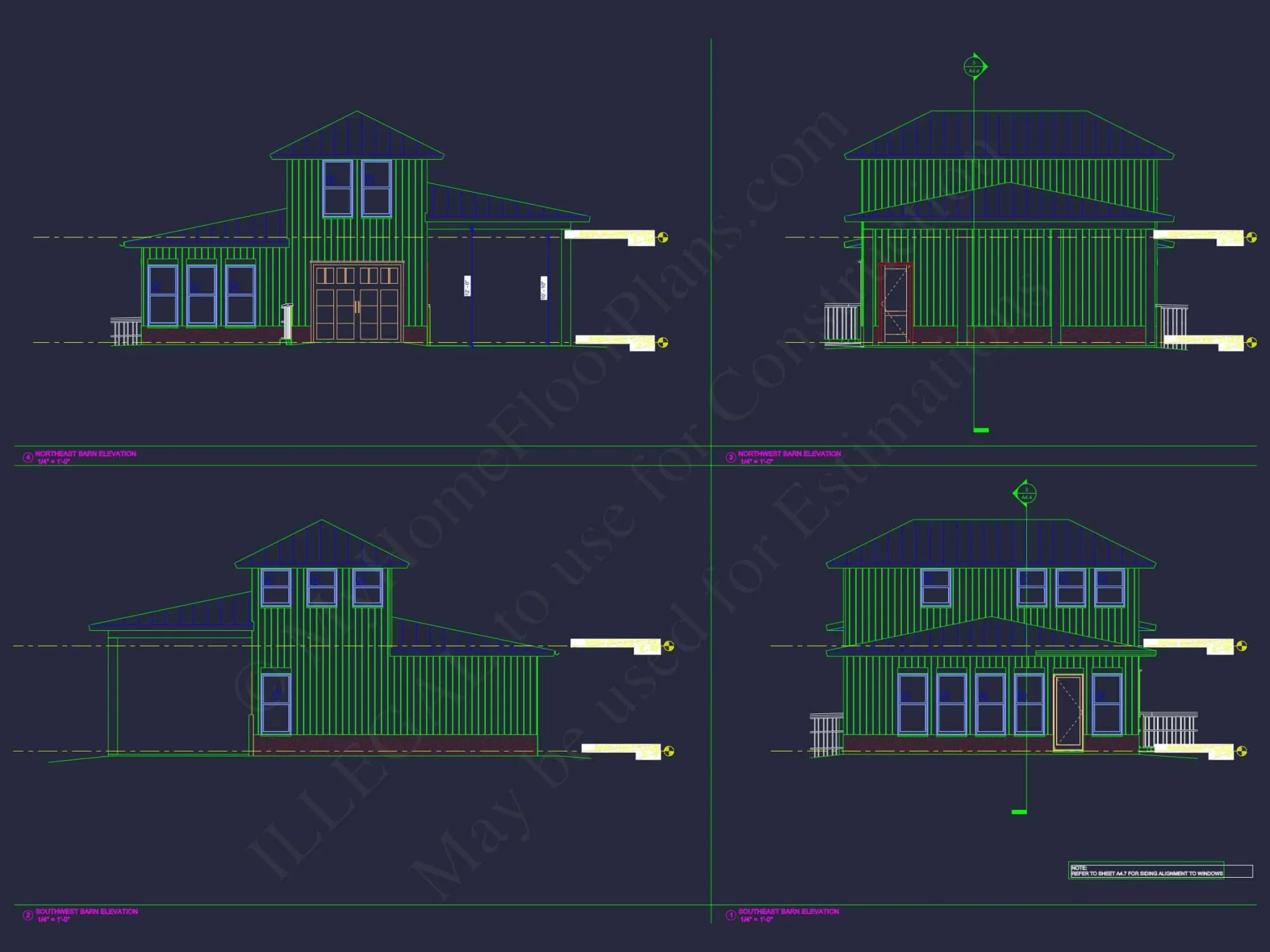 Modern Coastal house Floor Plan with 3 Stories and CAD Designs