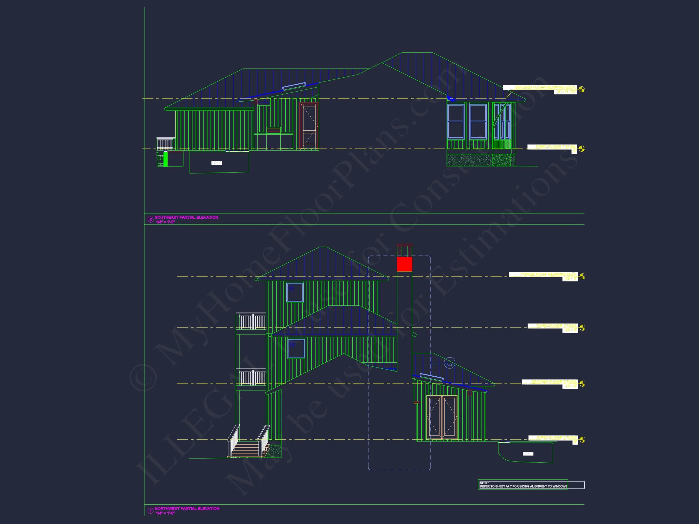 15-1761 HOUSE PLAN - Craftsman Home Plan - 4-Bed, 3.5-Bath, 2985 SF 6 Modern Coastal house Floor Plan with 3 Stories and CAD Designs