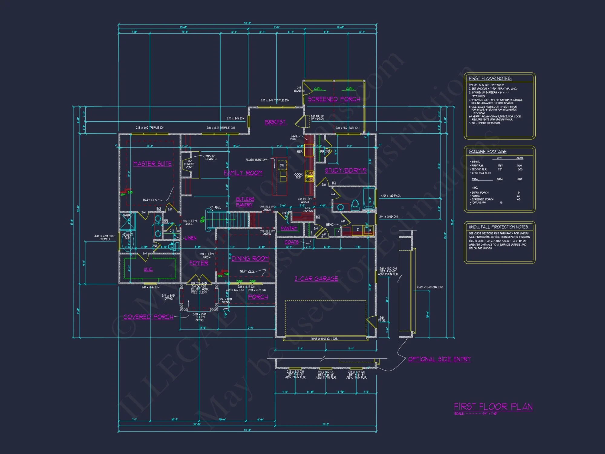 Craftsman house Floor Plan: Architectural Designs & CAD Blueprint