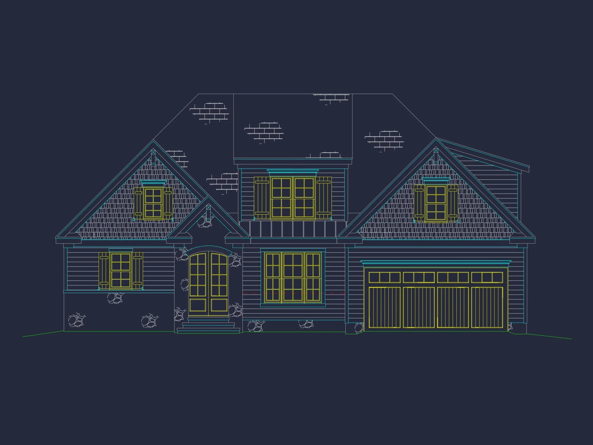 Craftsman house Floor Plan: Architectural Designs & CAD Blueprint