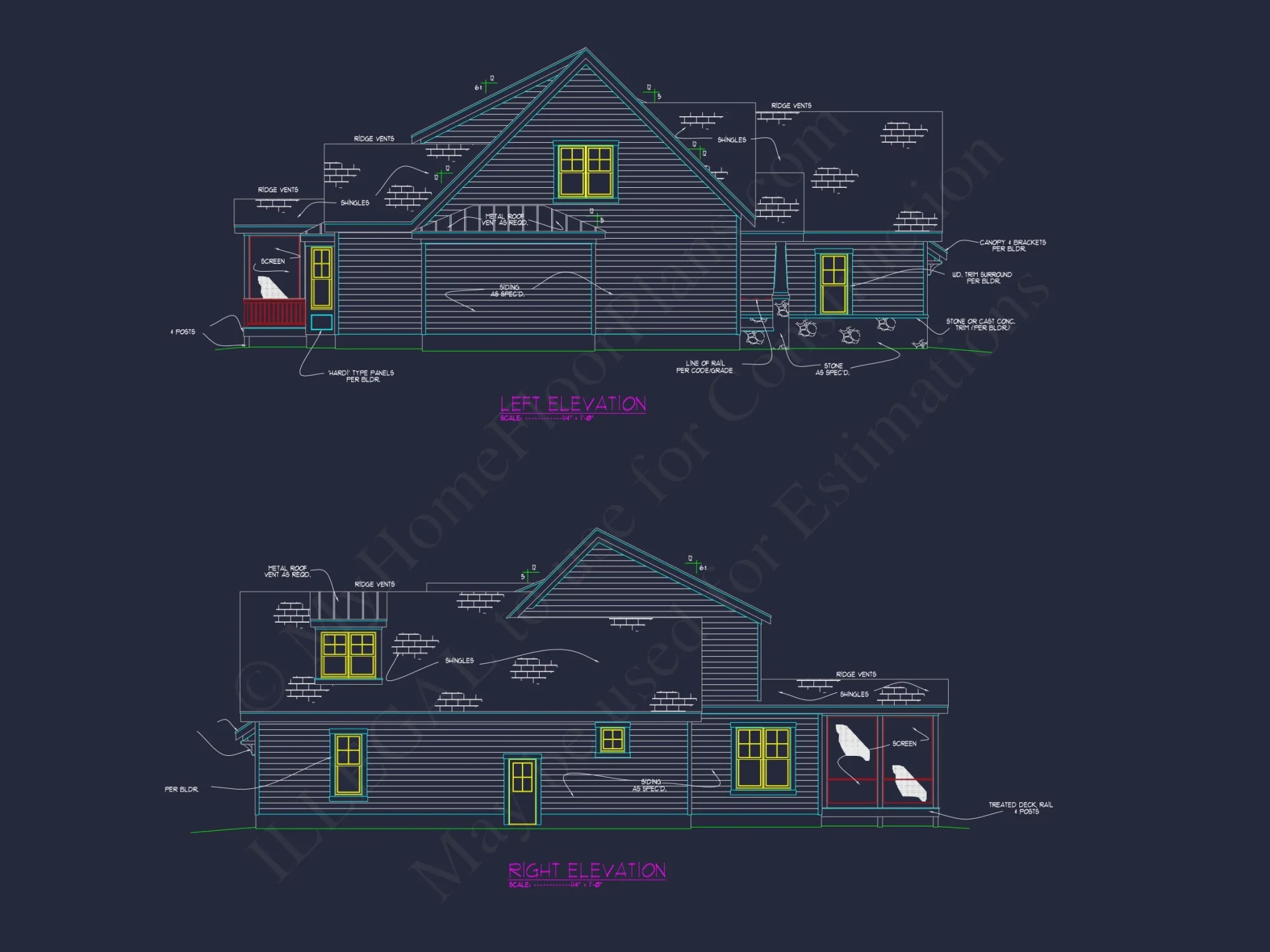 Modern Craftsman house Plan with 2-Story Layout and CAD Designs