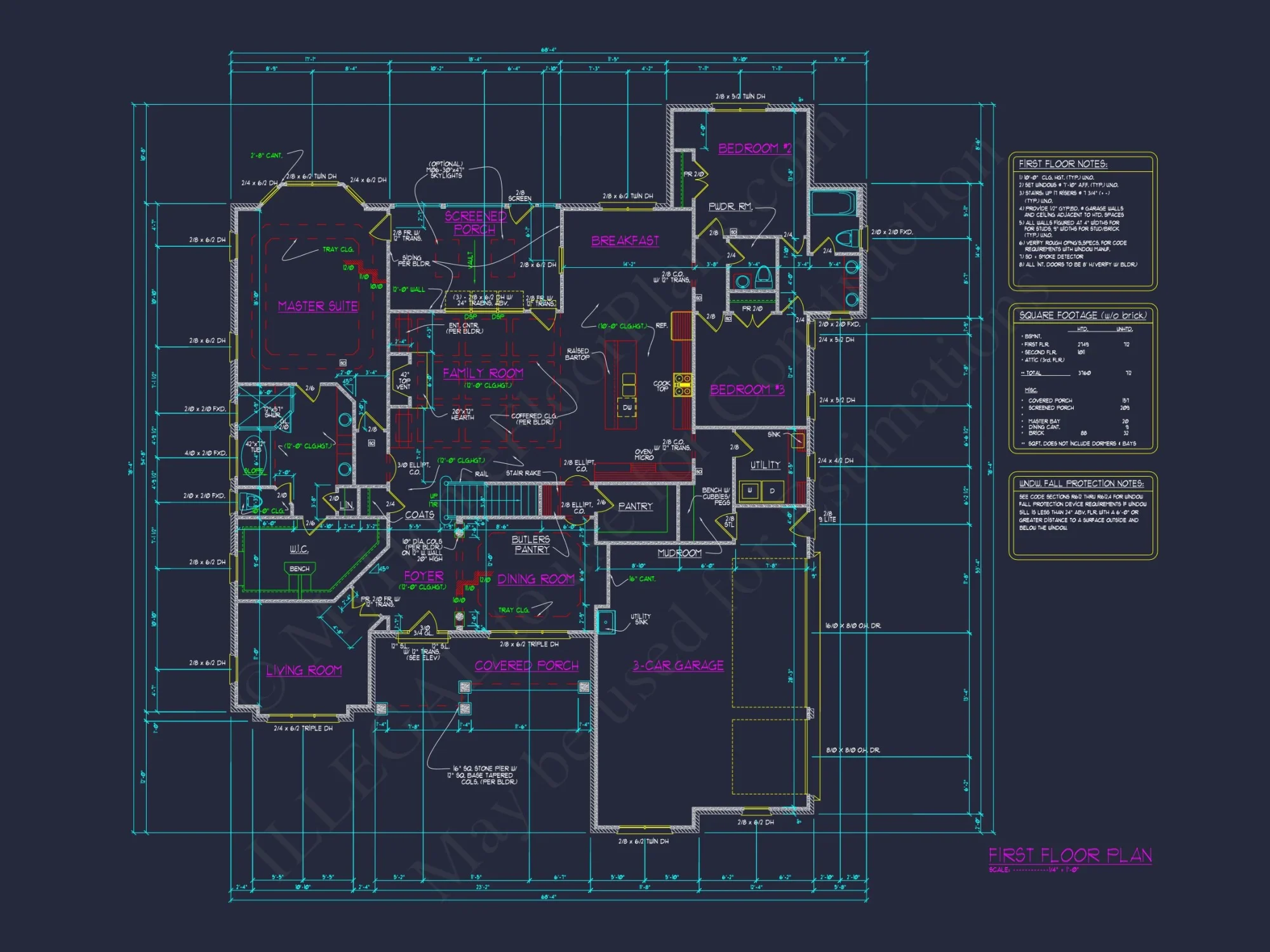 Craftsman Ranch house Plan with CAD and Architectural Designs