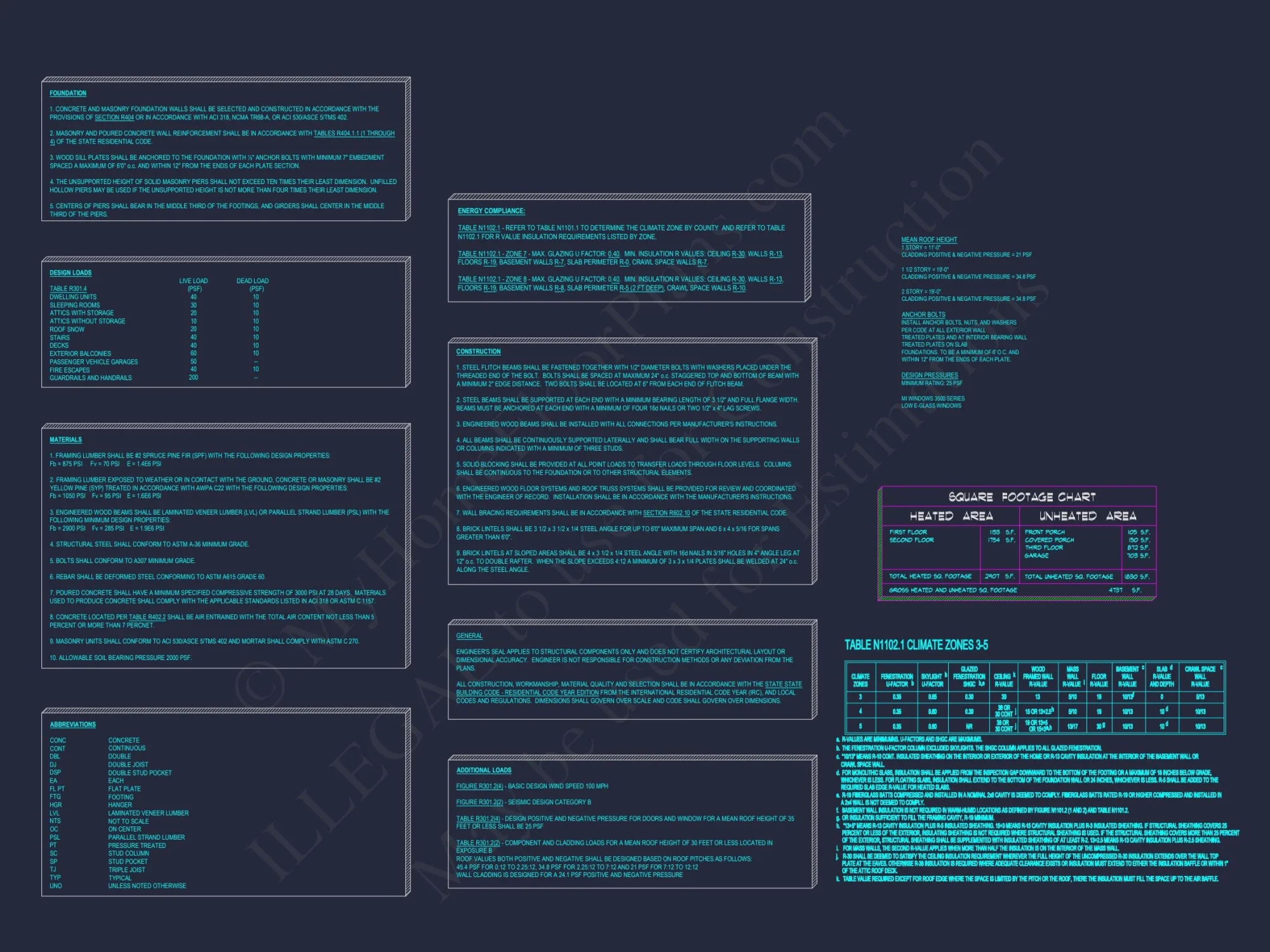 Modern 2.5-Story house Plan with Open Floor Designs and CAD Blueprint