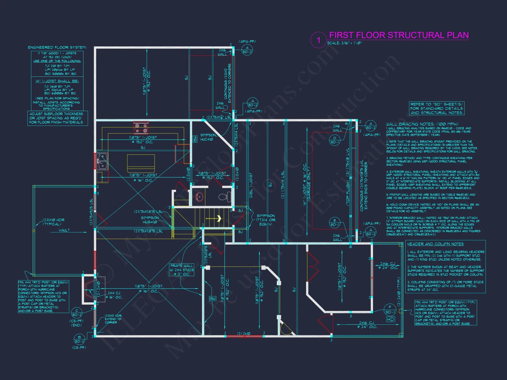 Modern 2.5-Story house Plan with Open Floor Designs and CAD Blueprint