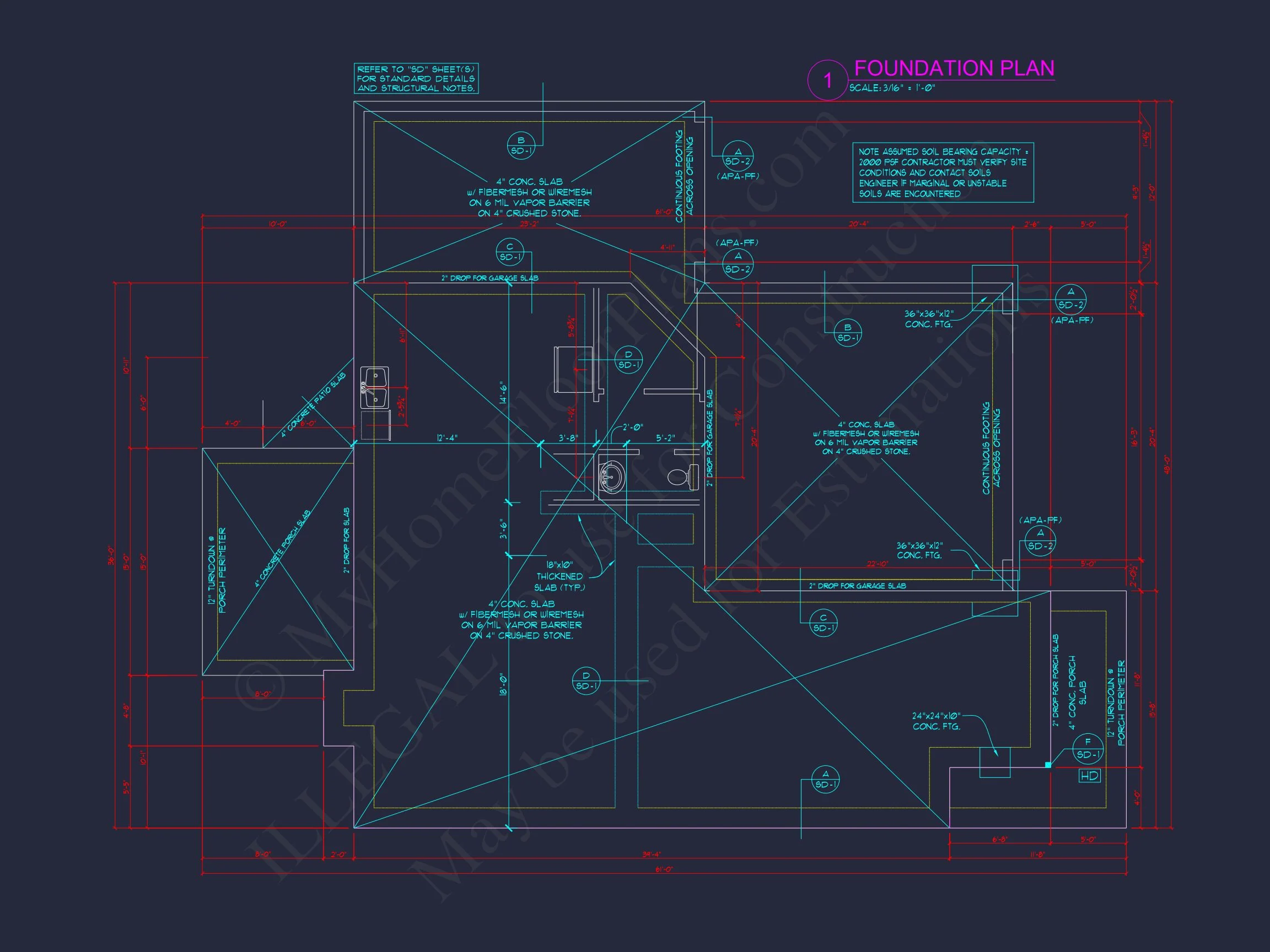 Modern 2.5-Story house Plan with Open Floor Designs and CAD Blueprint