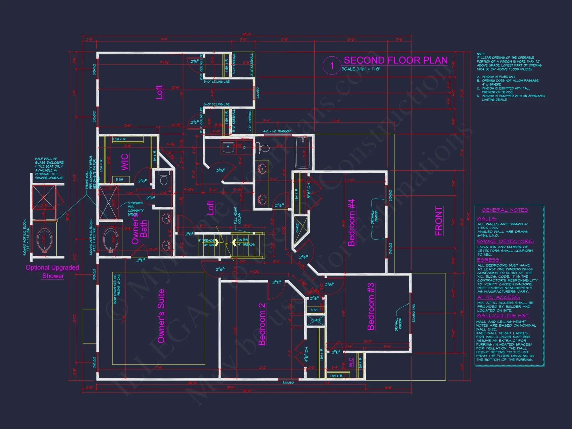 Modern 2.5-Story house Plan with Open Floor Designs and CAD Blueprint