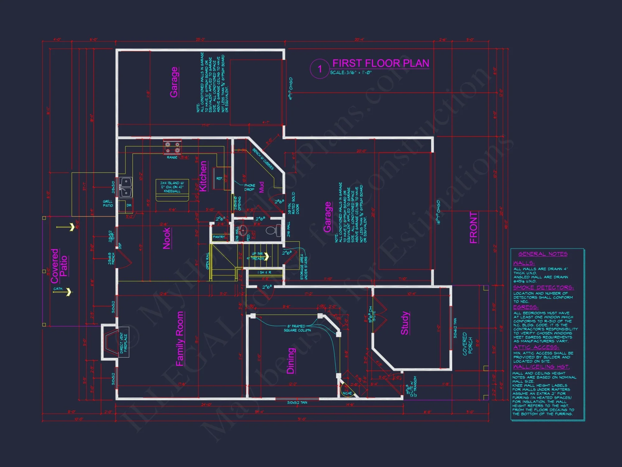Modern 2.5-Story house Plan with Open Floor Designs and CAD Blueprint