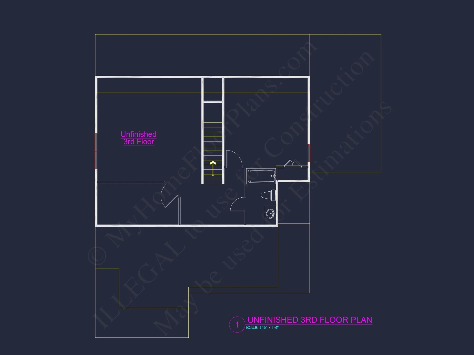 Modern 2.5-Story house Plan with Open Floor Designs and CAD Blueprint