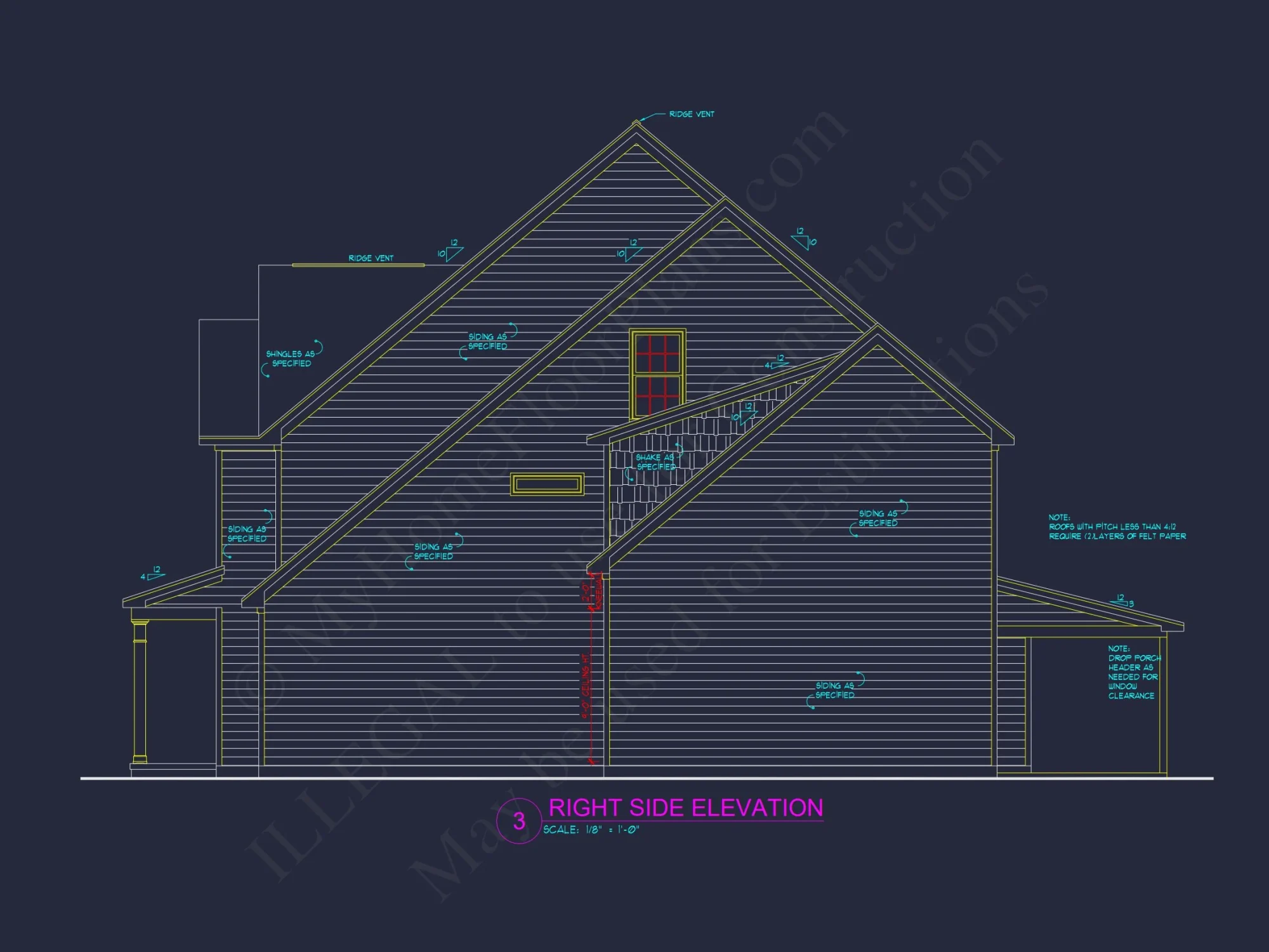 Modern 2.5-Story house Plan with Open Floor Designs and CAD Blueprint