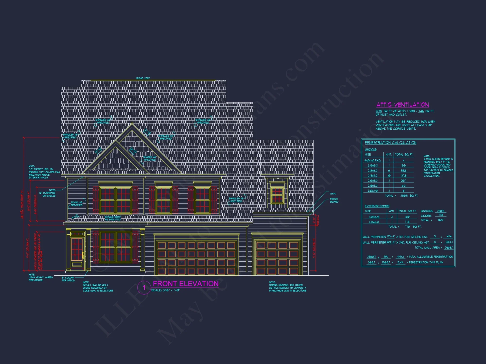 Modern 2.5-Story house Plan with Open Floor Designs and CAD Blueprint