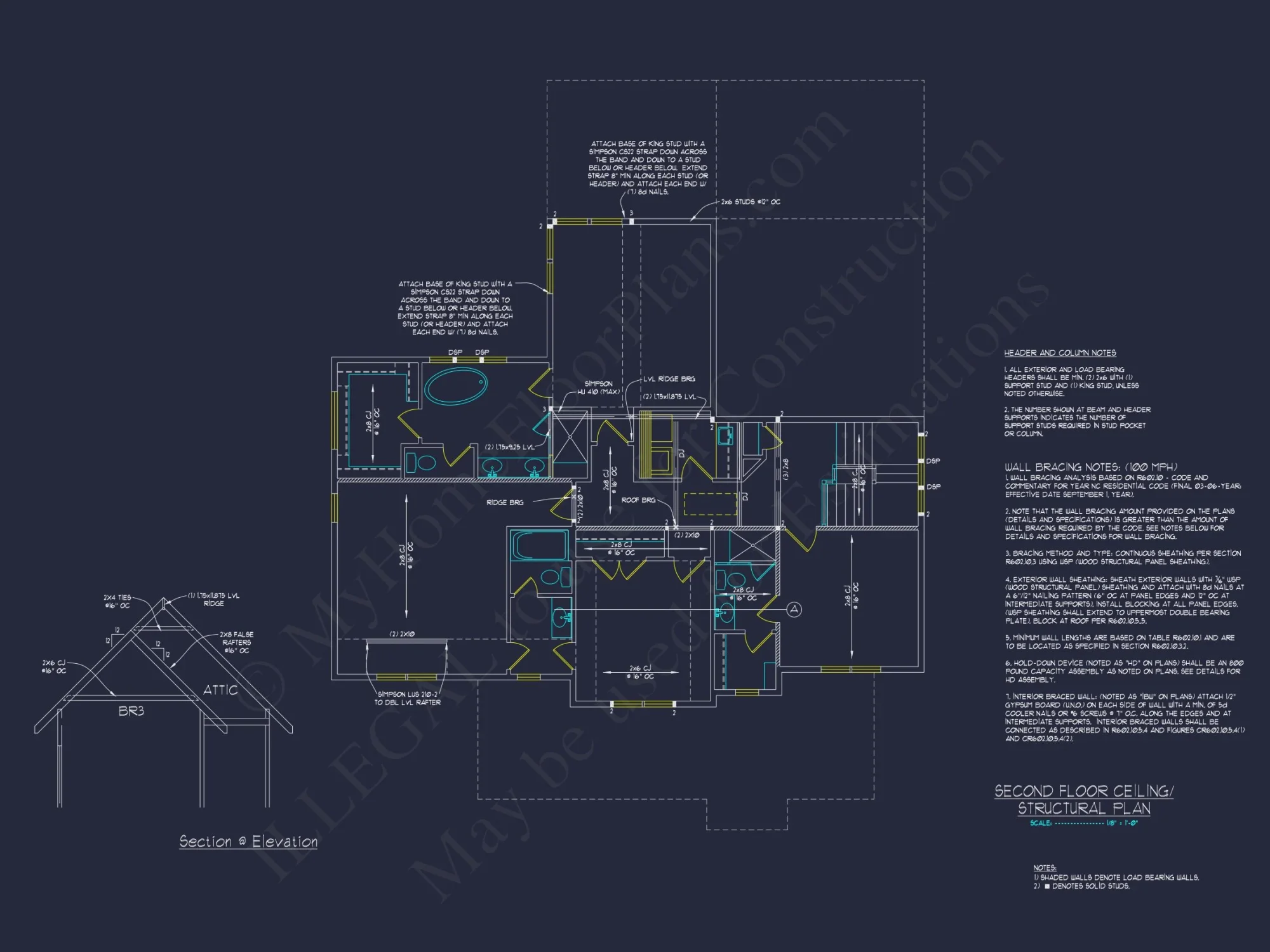 Beautiful Two-Story house Plan with 3 Beds, Garage, and CAD Designs