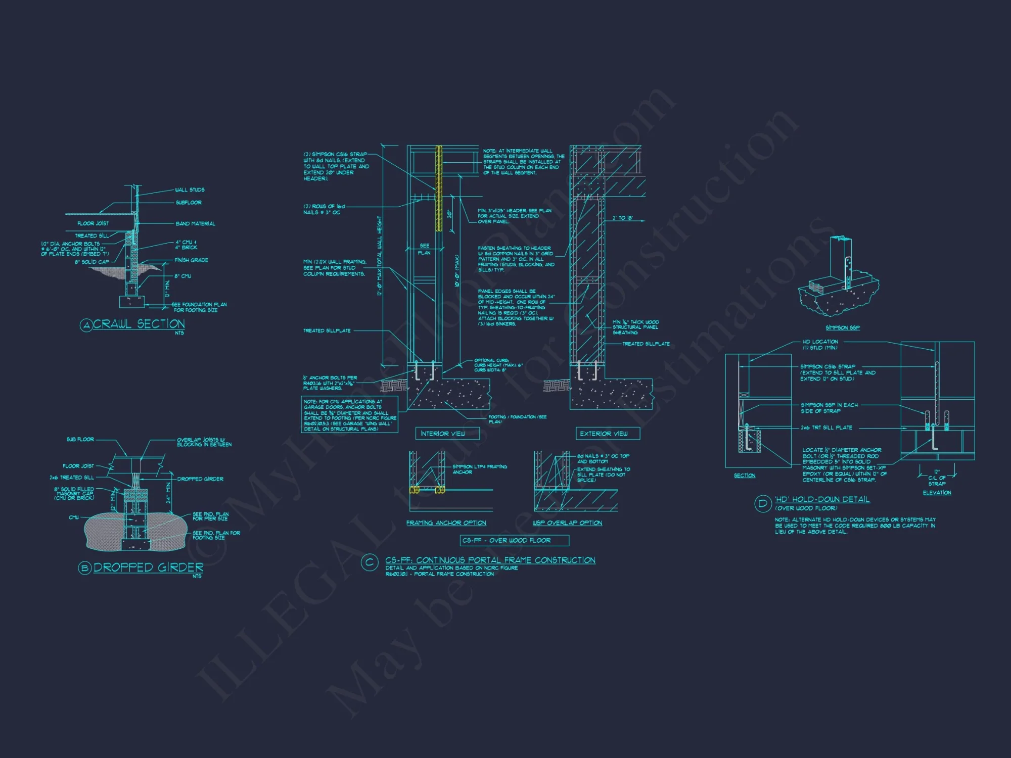 Craftsman house Plan with 2 Floors and 4 Bedrooms - CAD Designs