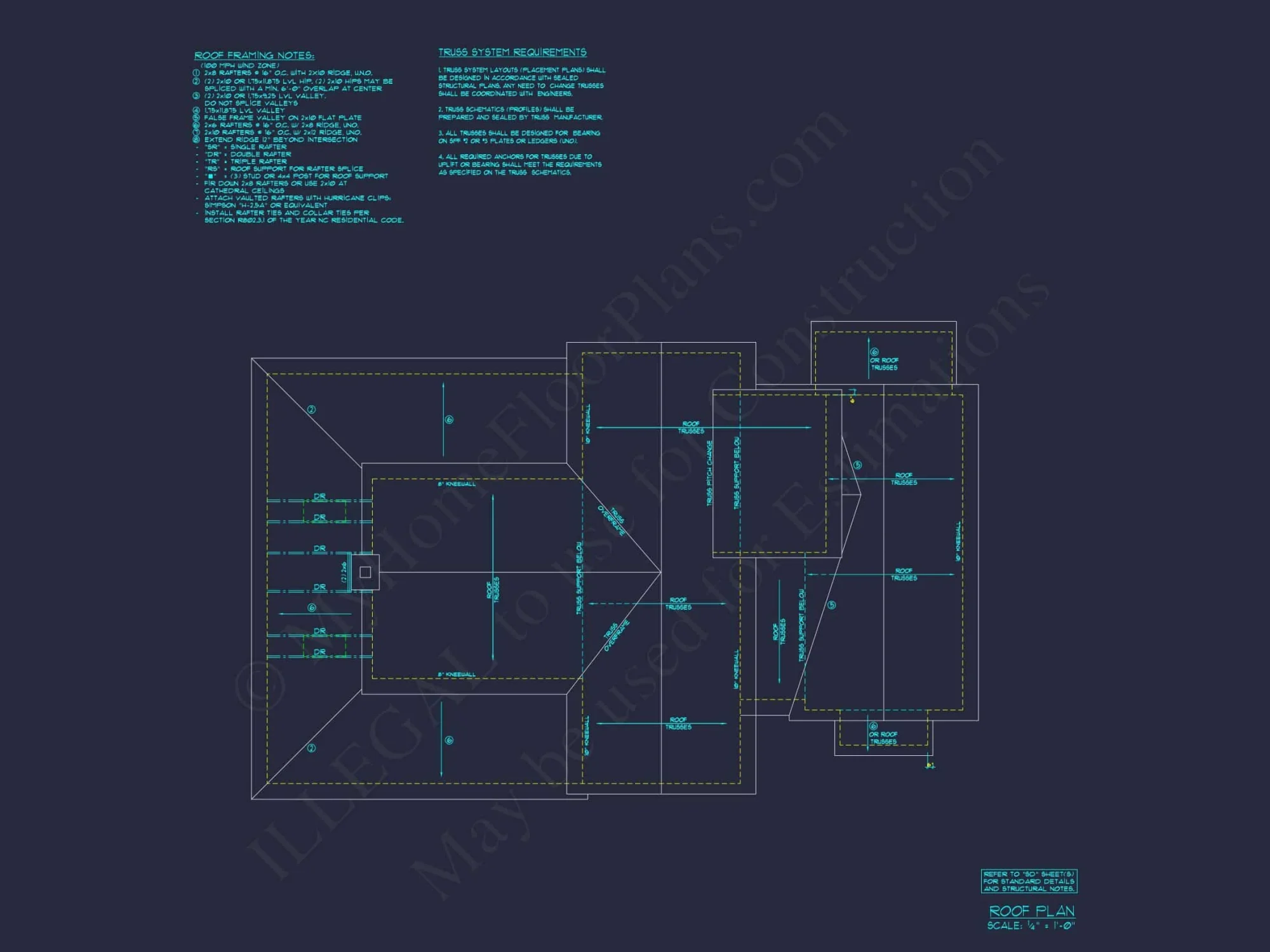 Craftsman house Plan with 2 Floors and 4 Bedrooms - CAD Designs