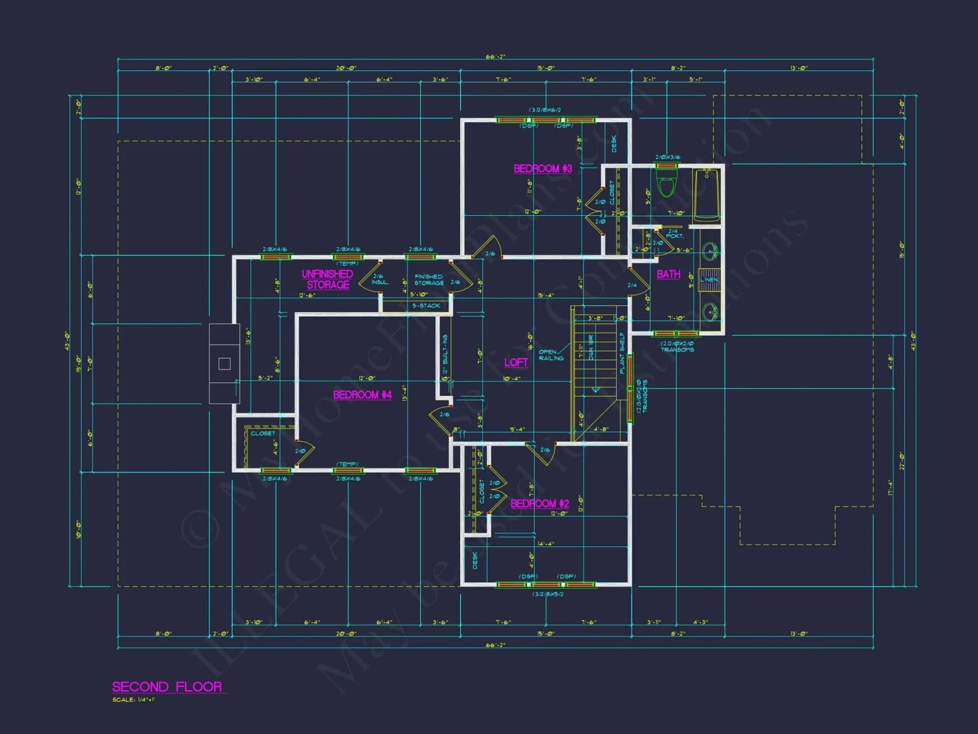 Craftsman house Plan with 2 Floors and 4 Bedrooms - CAD Designs