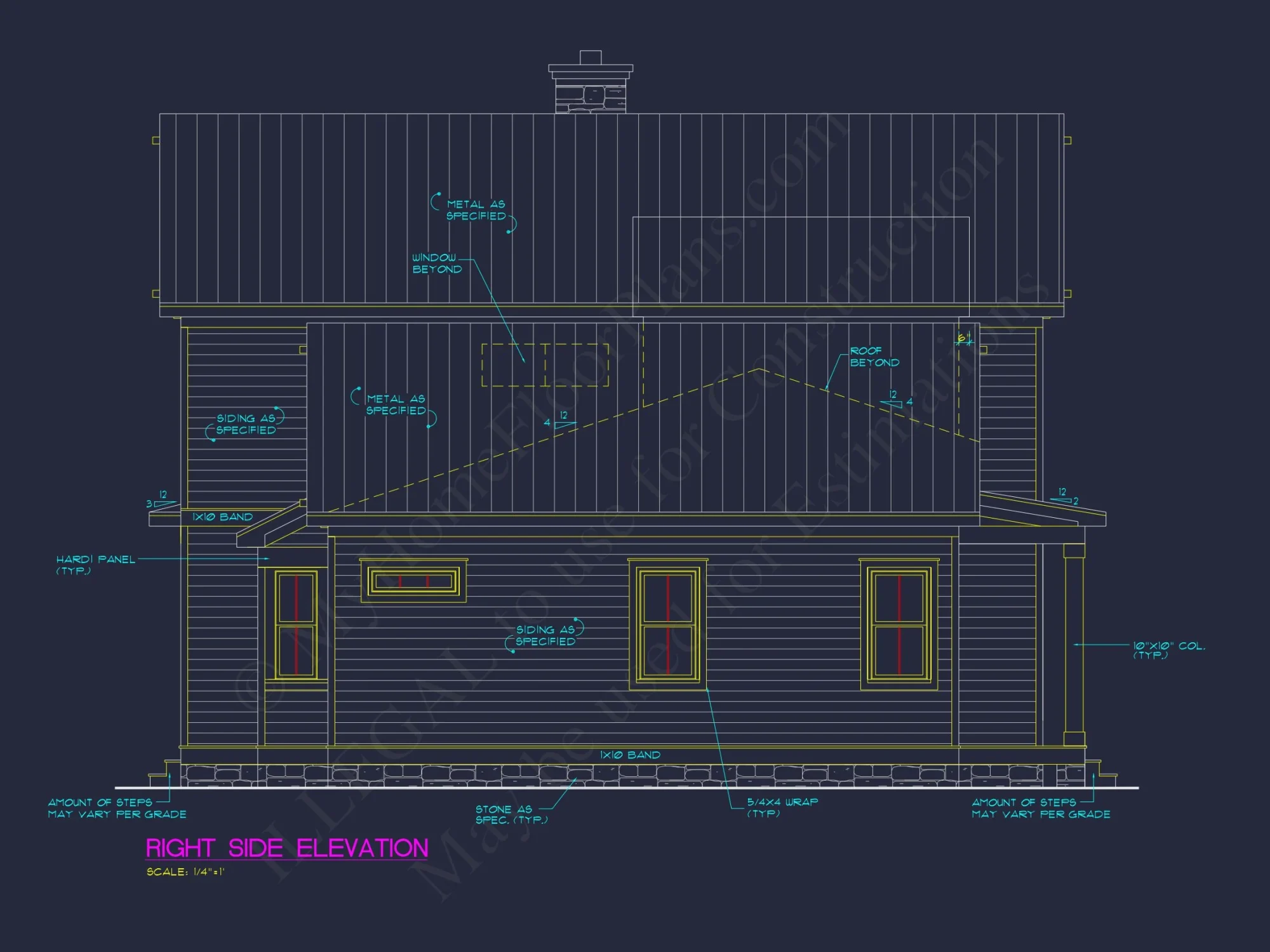 Craftsman house Plan with 2 Floors and 4 Bedrooms - CAD Designs