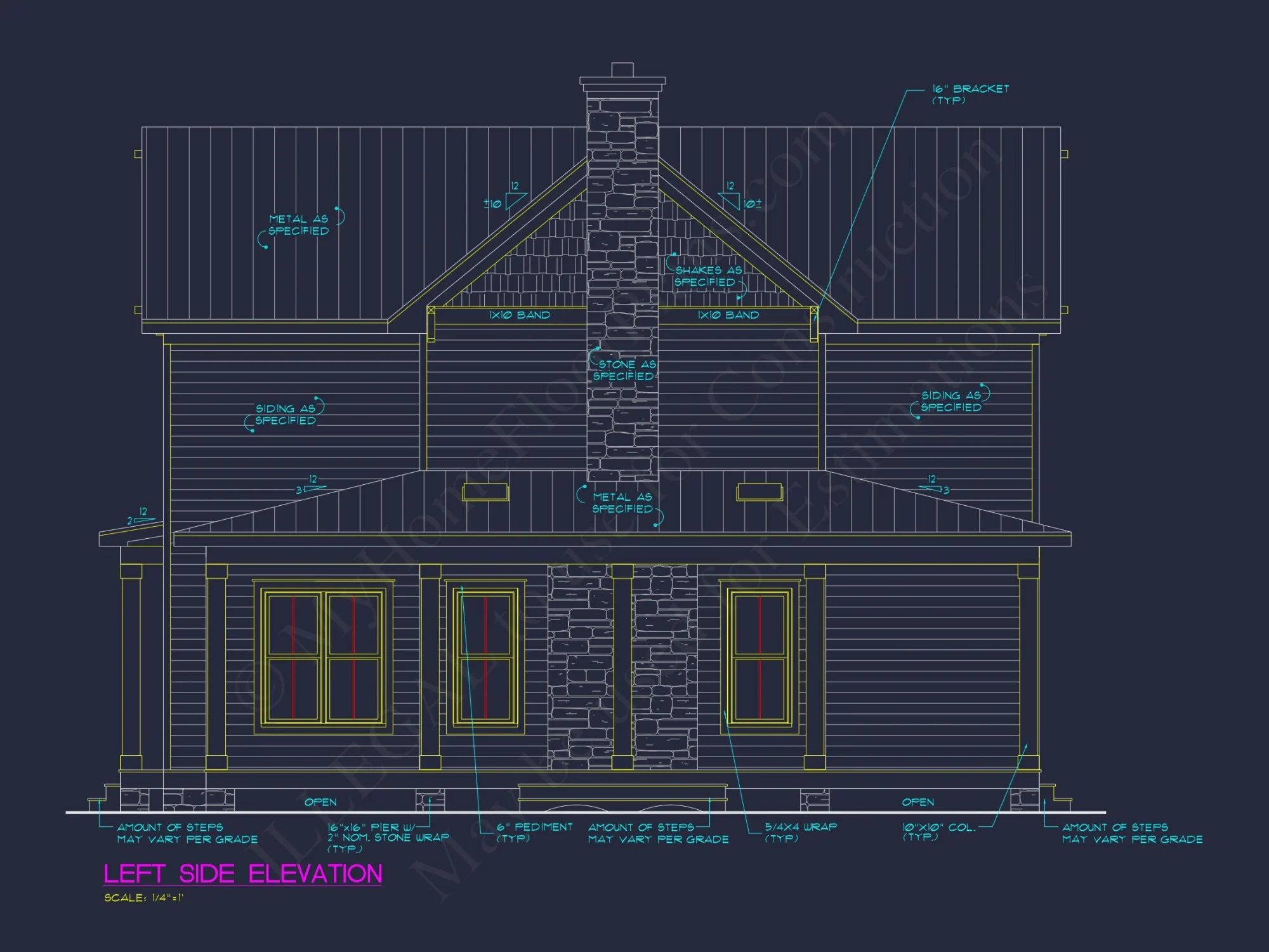 Craftsman house Plan with 2 Floors and 4 Bedrooms - CAD Designs