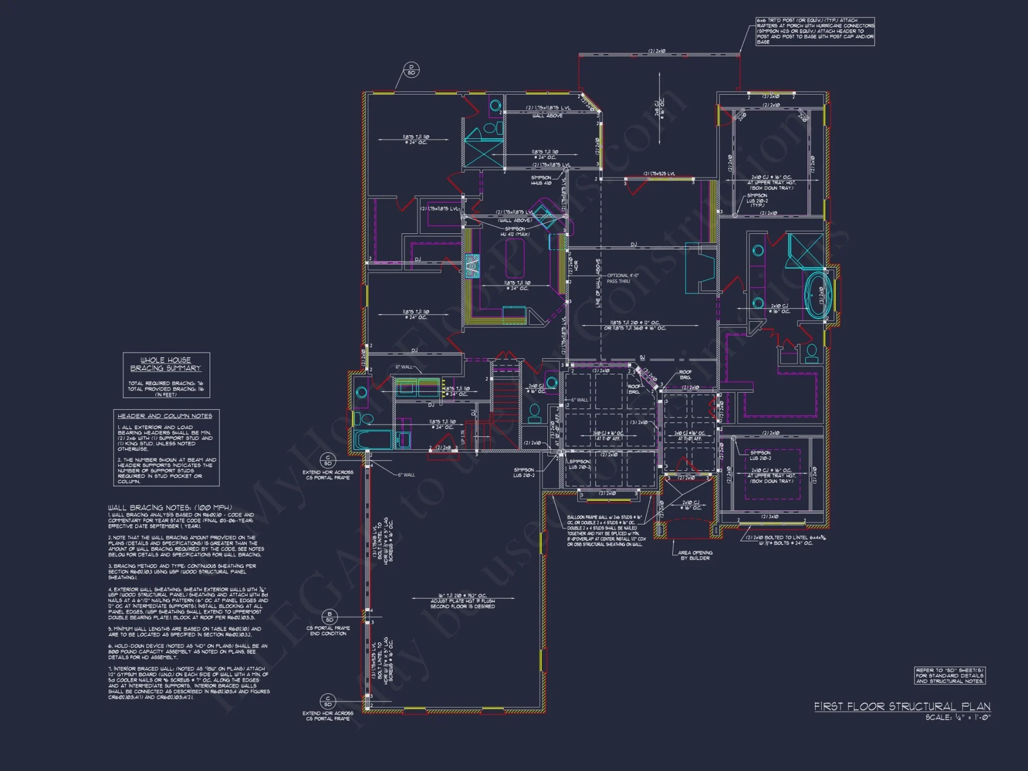 Traditional Craftsman house Plan with 4 Bedrooms and 3-Car Garage