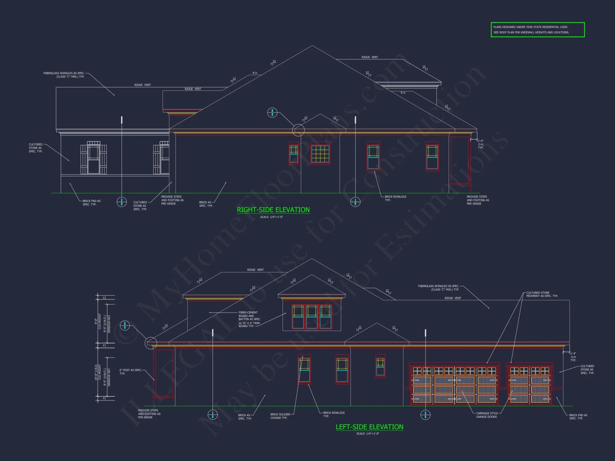 Traditional Craftsman house Plan with 4 Bedrooms and 3-Car Garage