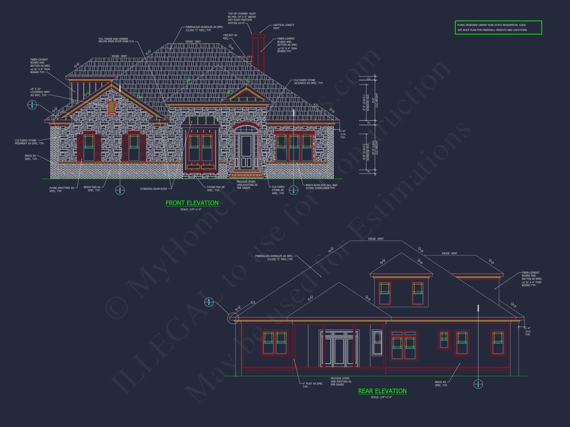 Traditional Craftsman house Plan with 4 Bedrooms and 3-Car Garage
