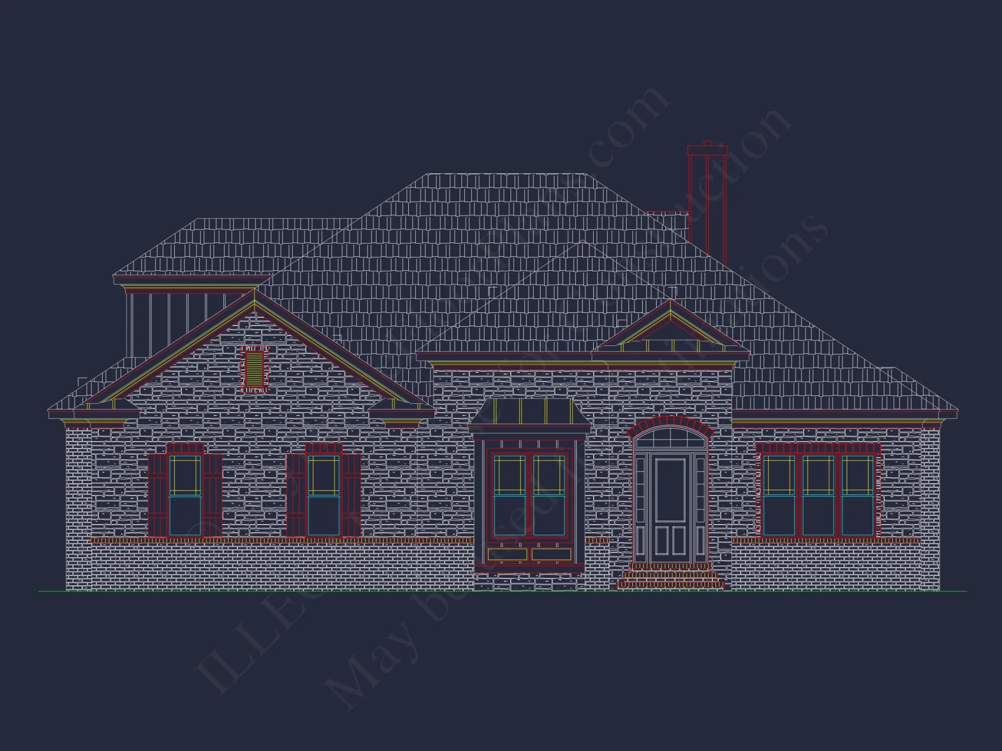 Traditional Craftsman house Plan with 4 Bedrooms and 3-Car Garage