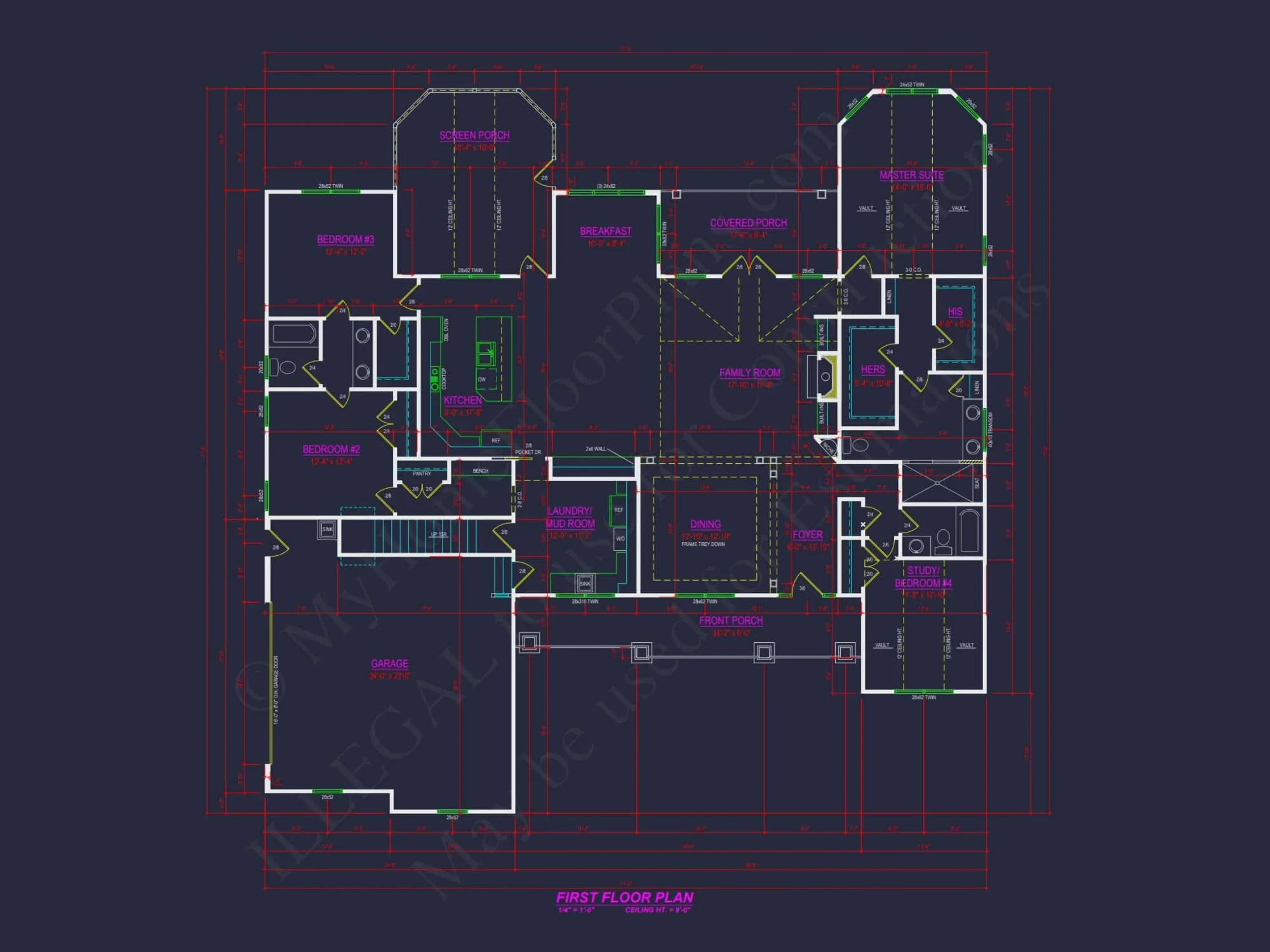 Craftsman house Floor Plan: 4 Beds, 3, 053 Sq Ft CAD Designs