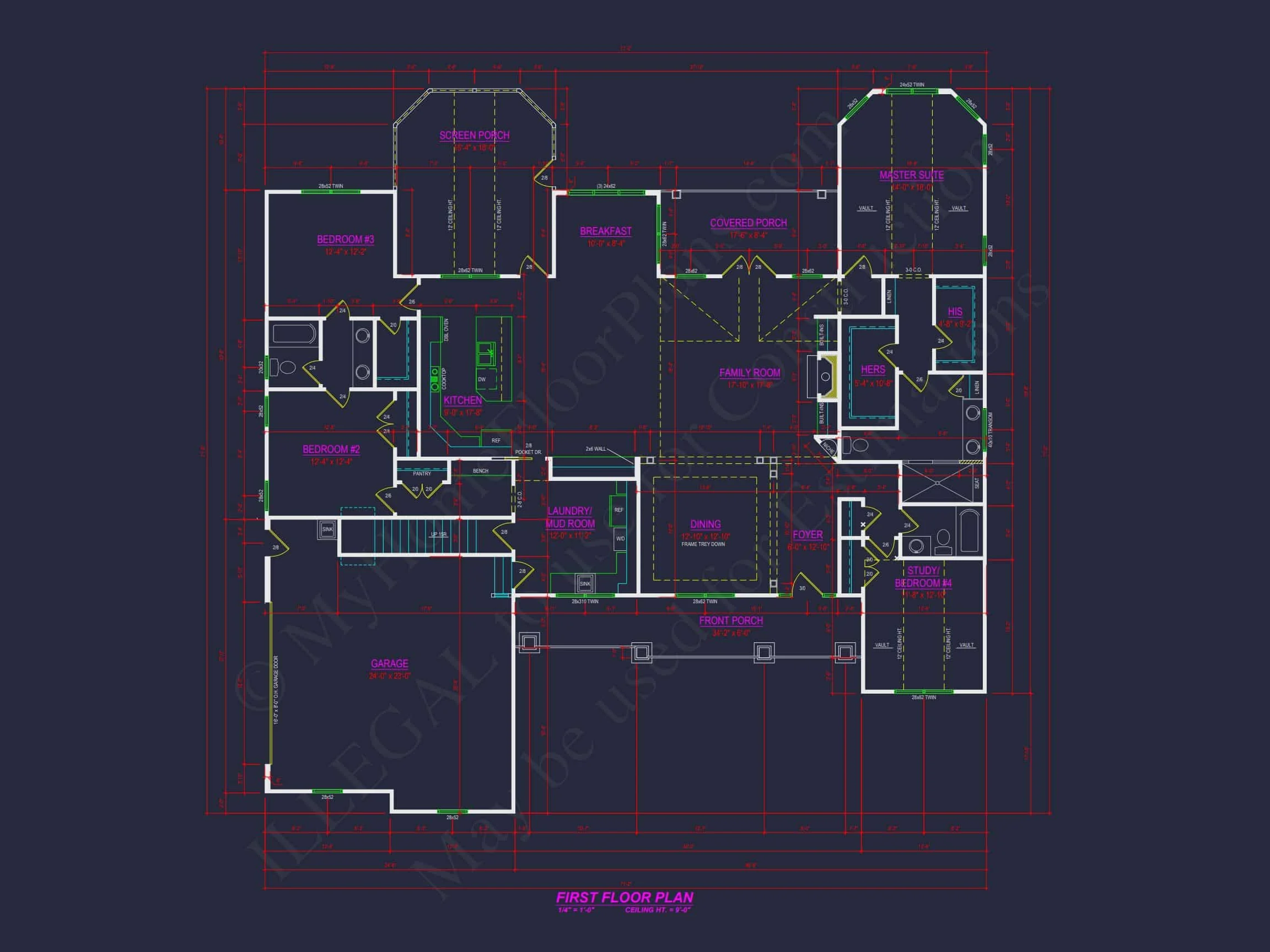 Craftsman house Floor Plan: 4 Beds, 3, 053 Sq Ft CAD Designs