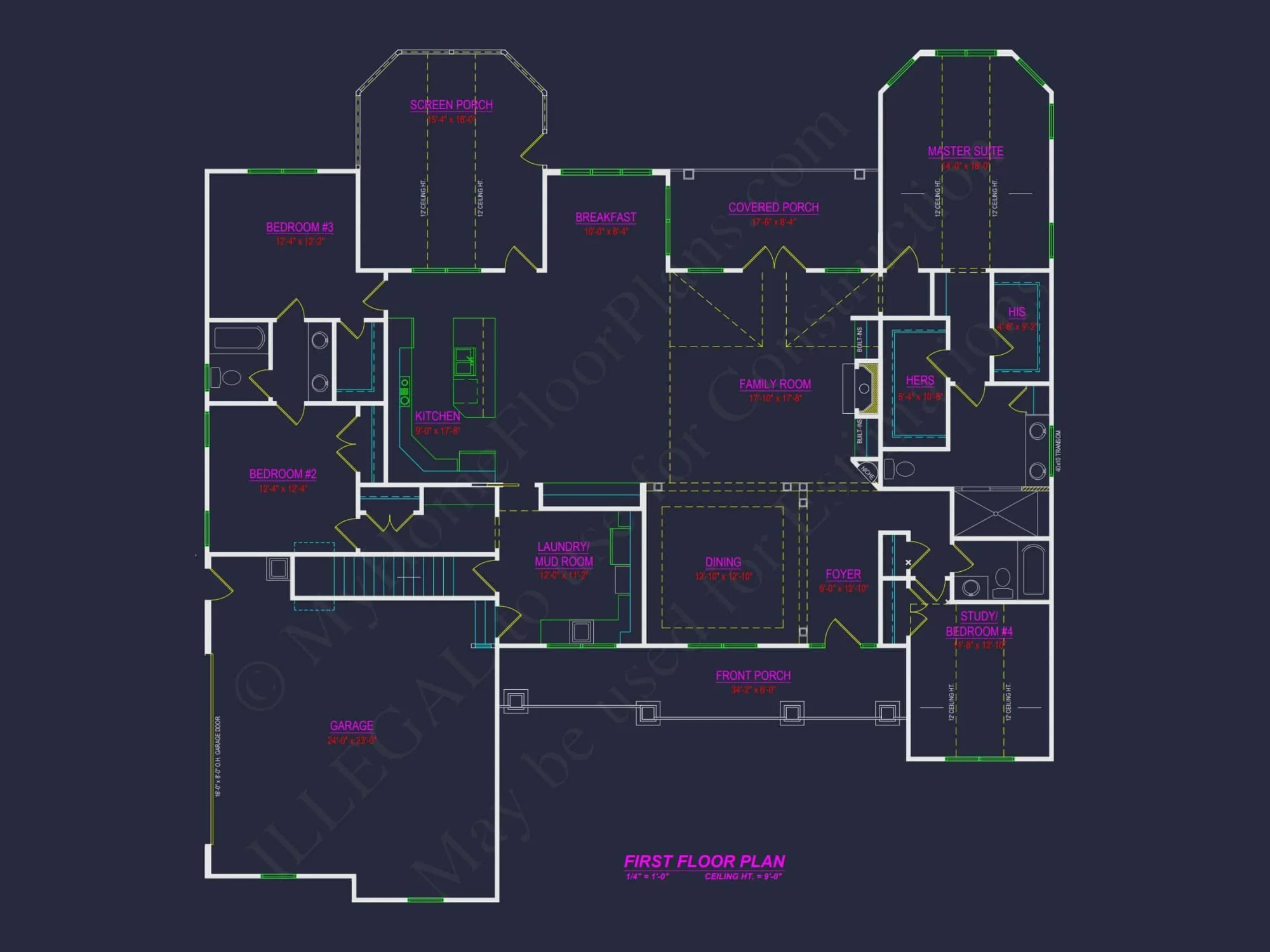 Craftsman house Floor Plan: 4 Beds, 3, 053 Sq Ft CAD Designs