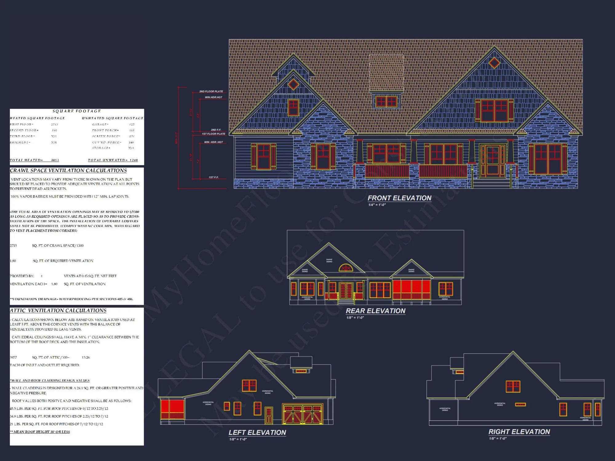 Craftsman house Floor Plan: 4 Beds, 3, 053 Sq Ft CAD Designs