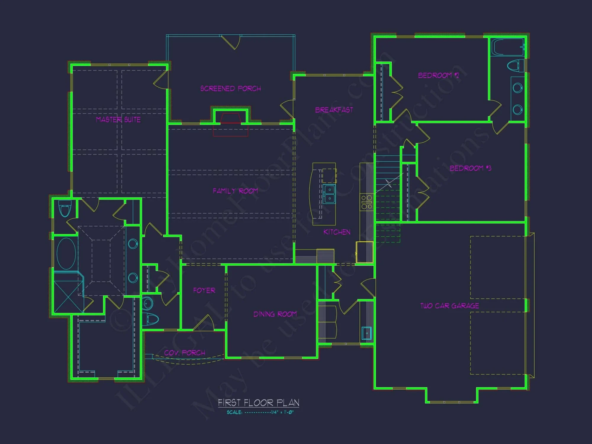 Elegant house Plan: CAD Floor Designs with 4 Bedrooms & Garage