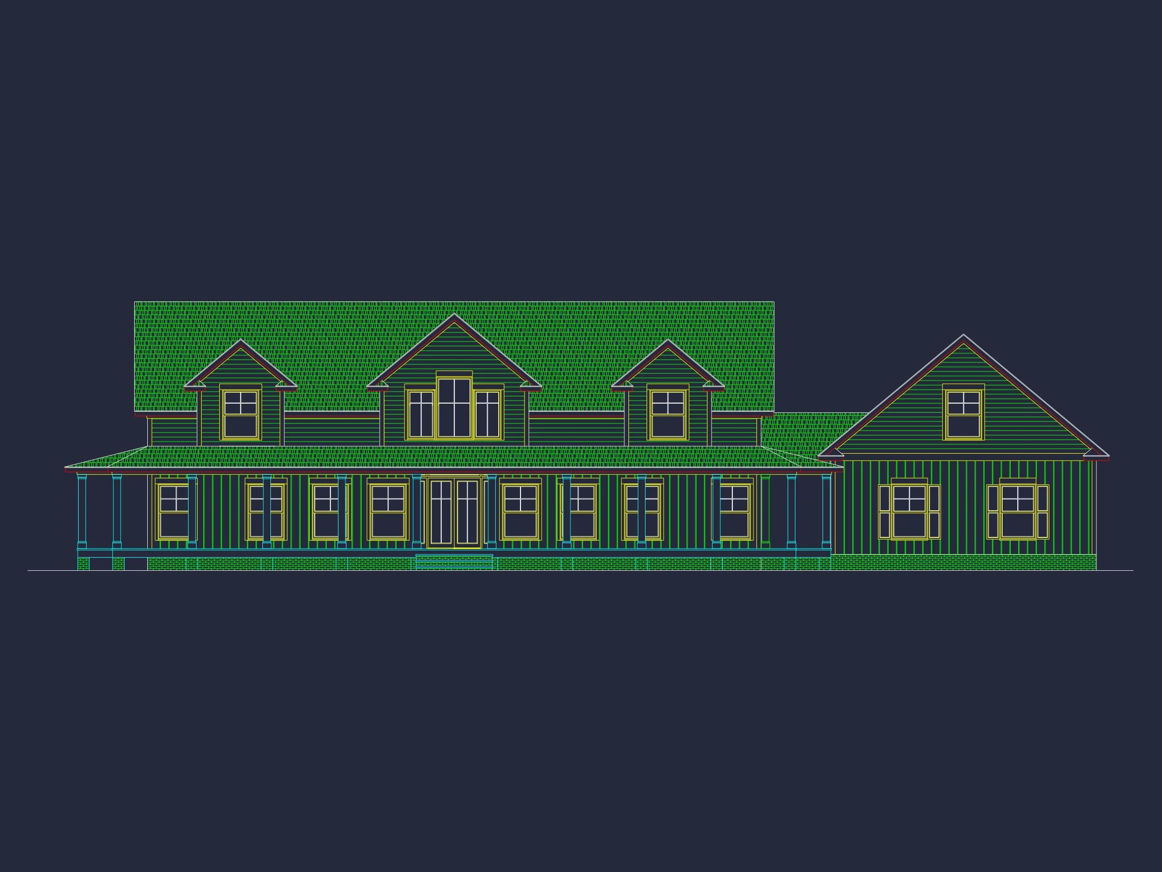 "Image showing detailed floor plan and designs of an elegant traditional farmhouse"