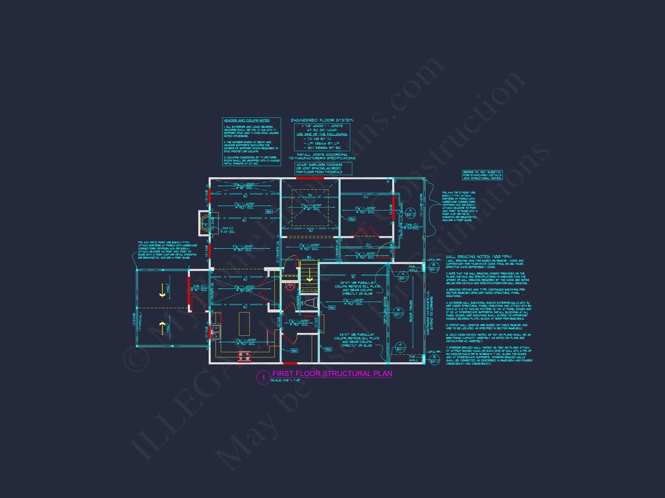 Modern Craftsman house Plan with Open Floor Designs and CAD Blueprint