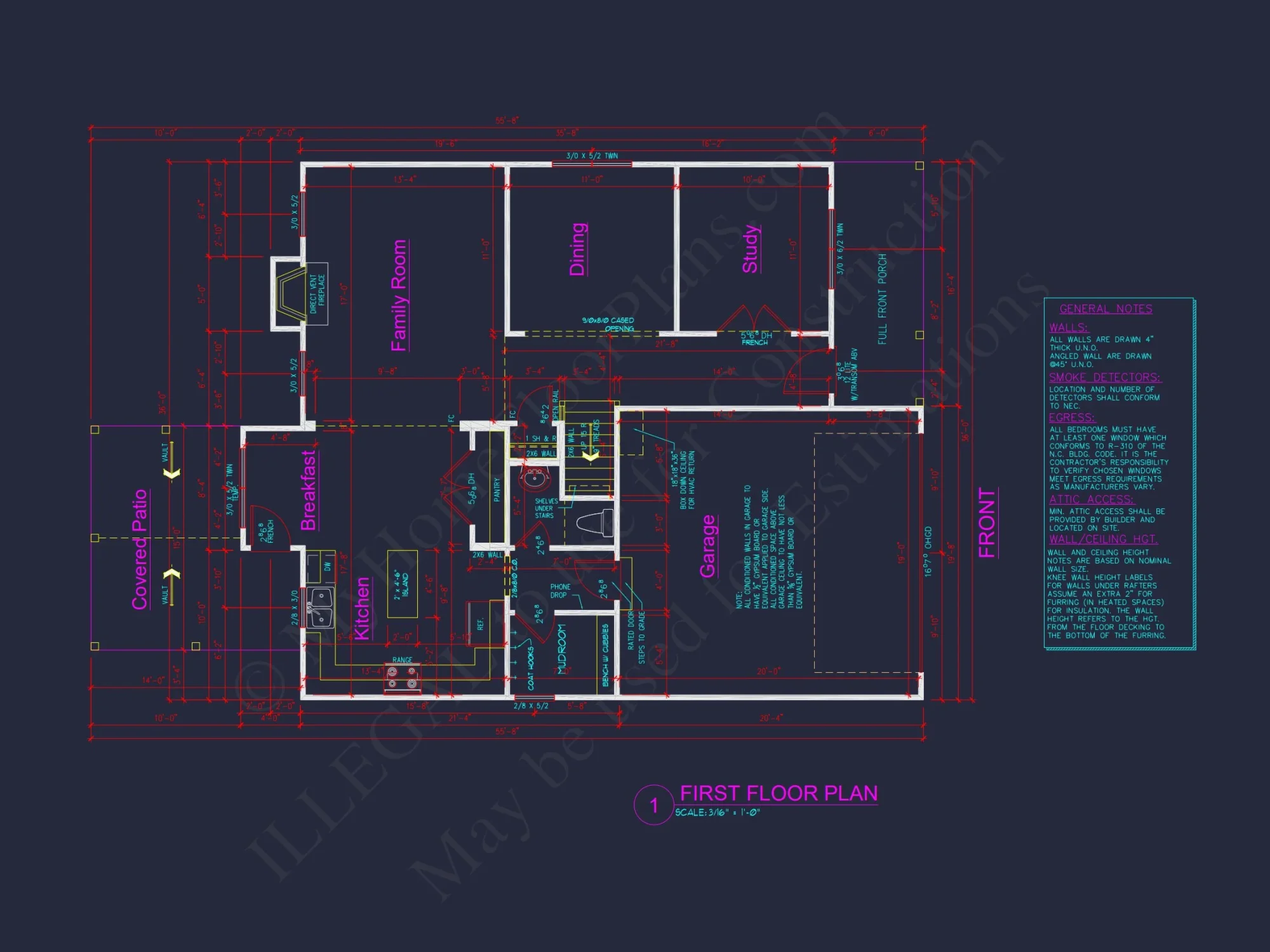 Modern Craftsman house Plan with Open Floor Designs and CAD Blueprint