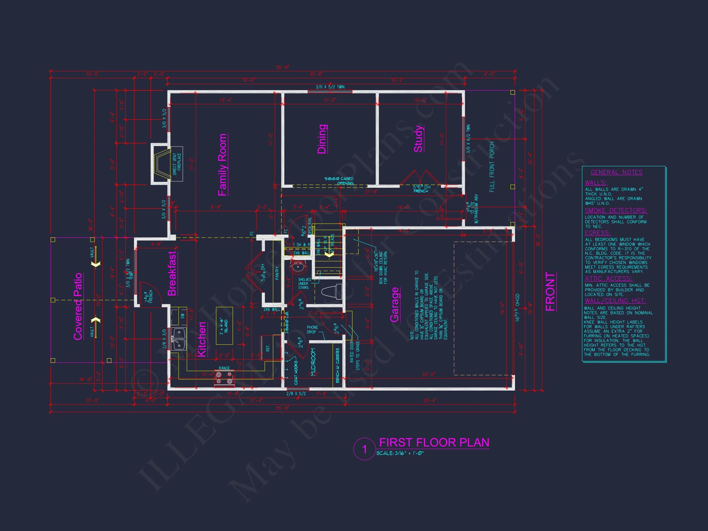 Modern Craftsman house Plan with Open Floor Designs and CAD Blueprint
